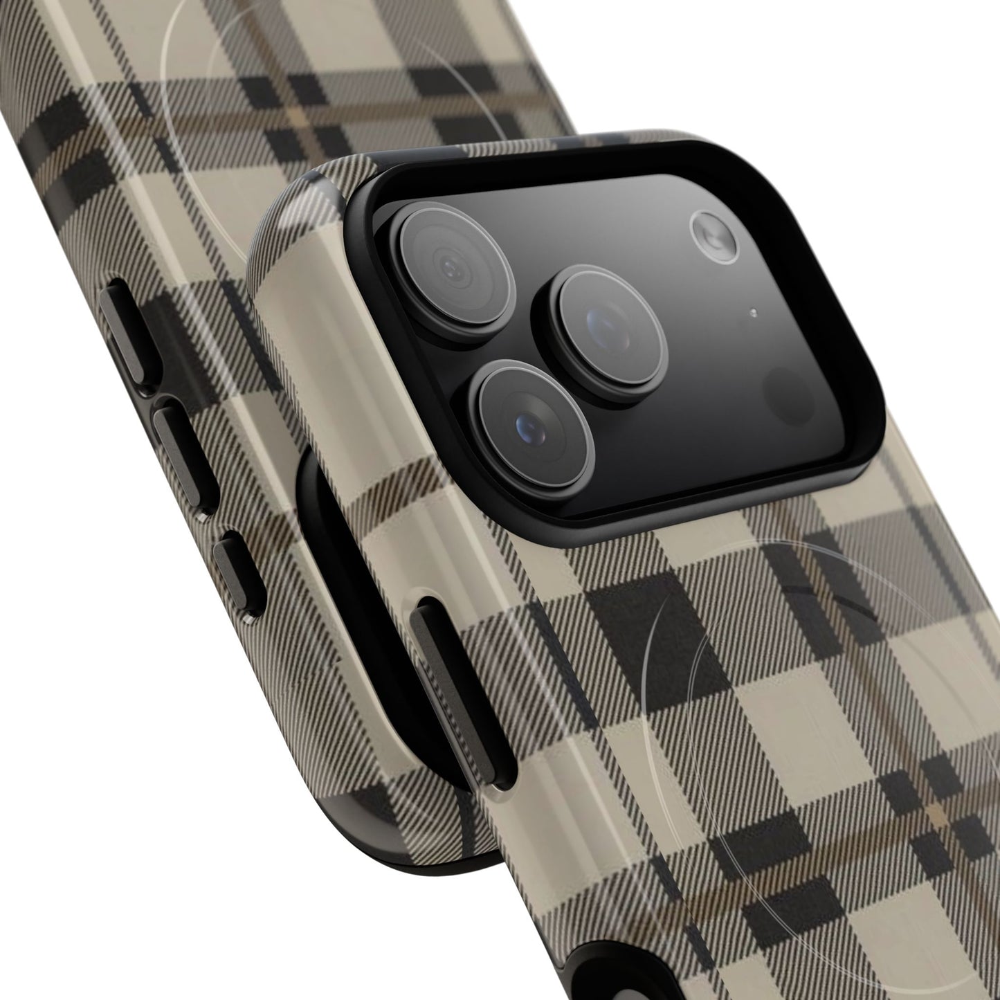 Neutral Plaid Phone Case Tough Magnetic Case | Beige Tartan Gift Idea