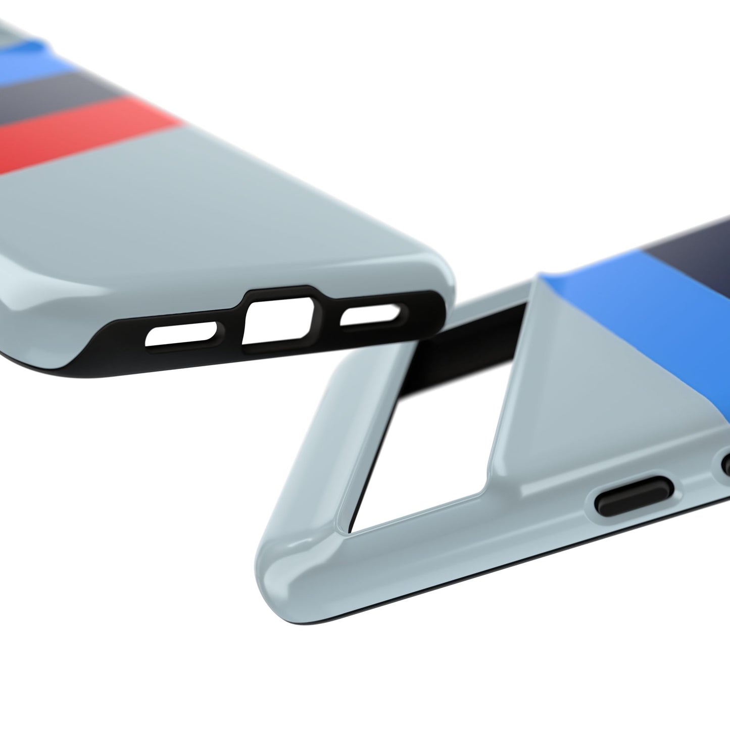 Gray Tough Case For iPhone, Samsung Galaxy and Google Pixel, Blue & Red Stripe