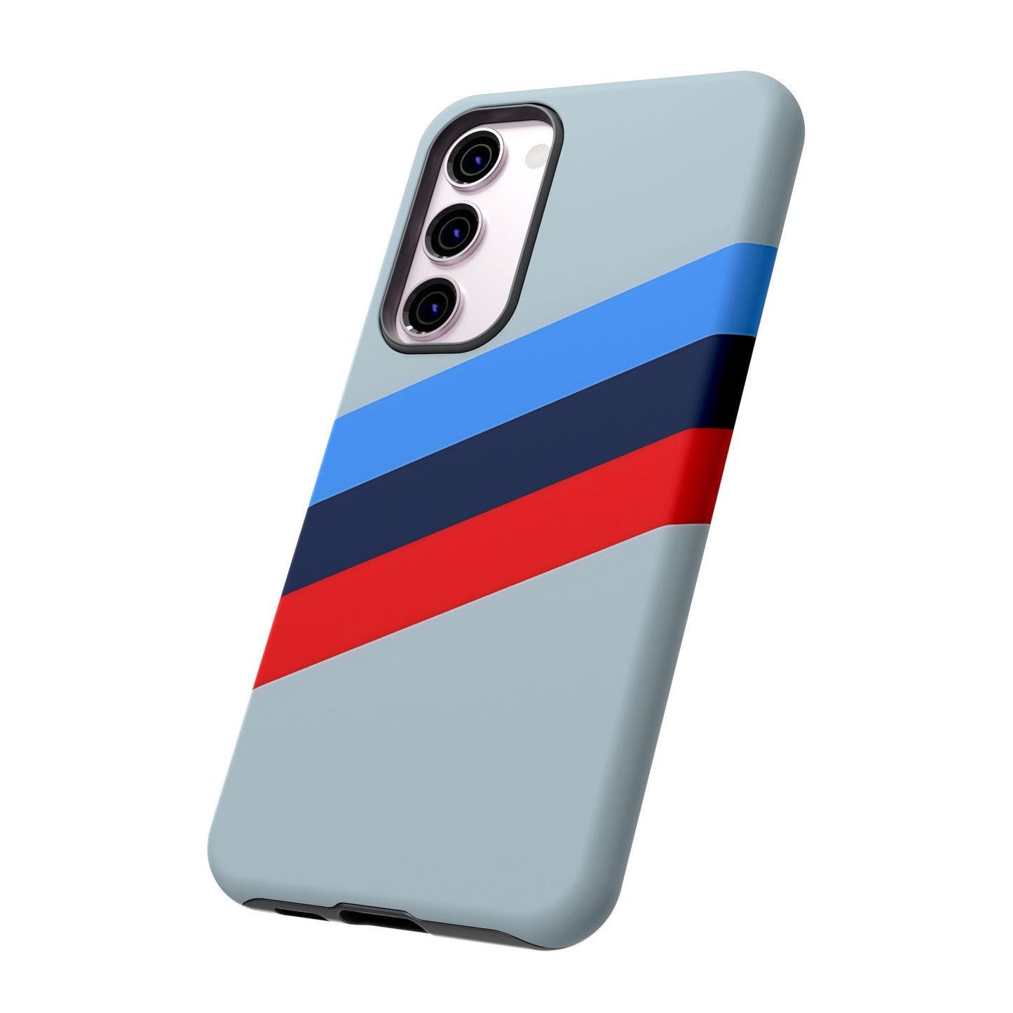 Gray Tough Case For iPhone, Samsung Galaxy and Google Pixel, Blue & Red Stripe