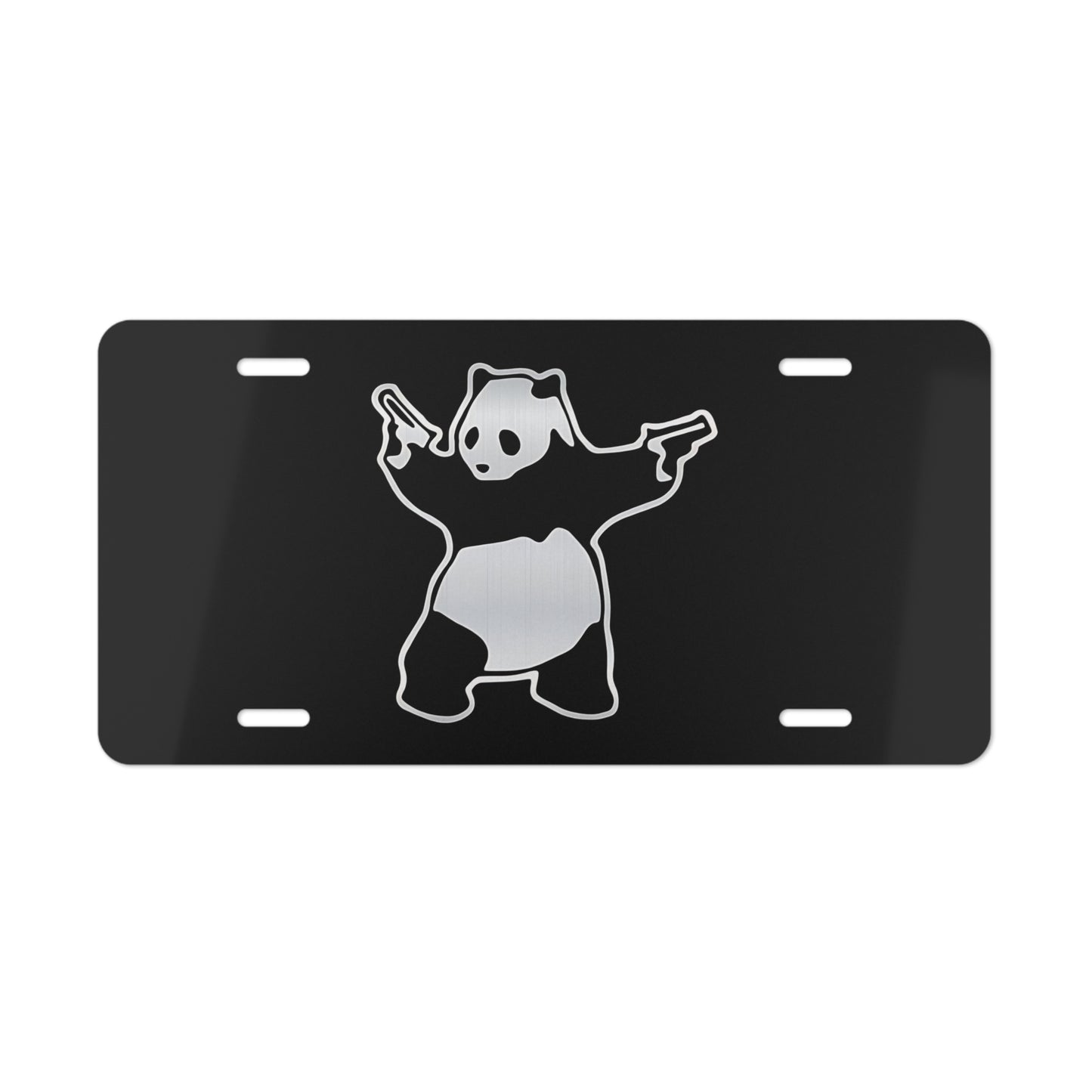 Shooting Panda, Custom Front Vanity License Plate, Banksy Style Art