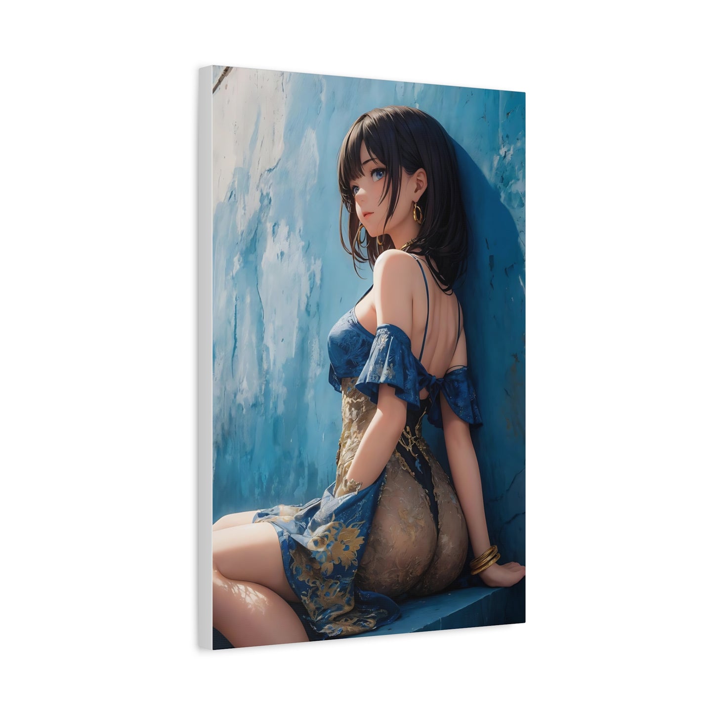 Anime Girl Beachside Matte Canvas Print — Stretched 1.25"