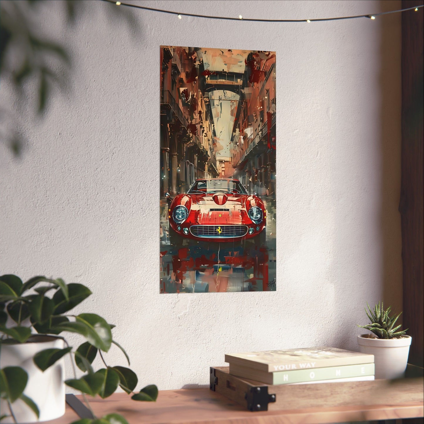 Classic Red Ferrari Painting Matte Vertical Posters Super Sports Car Wall Decor