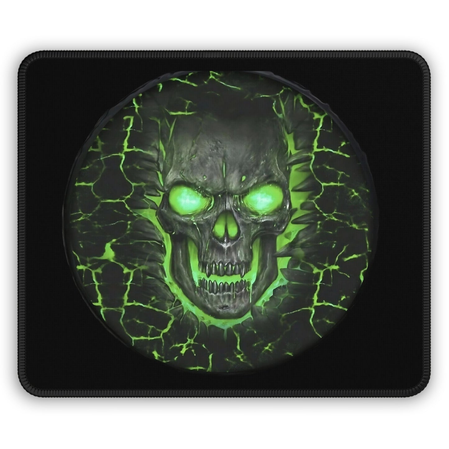 Green Skull Gaming Mouse Pad with Ghastly Ghost Design, Gaming Desk Decor
