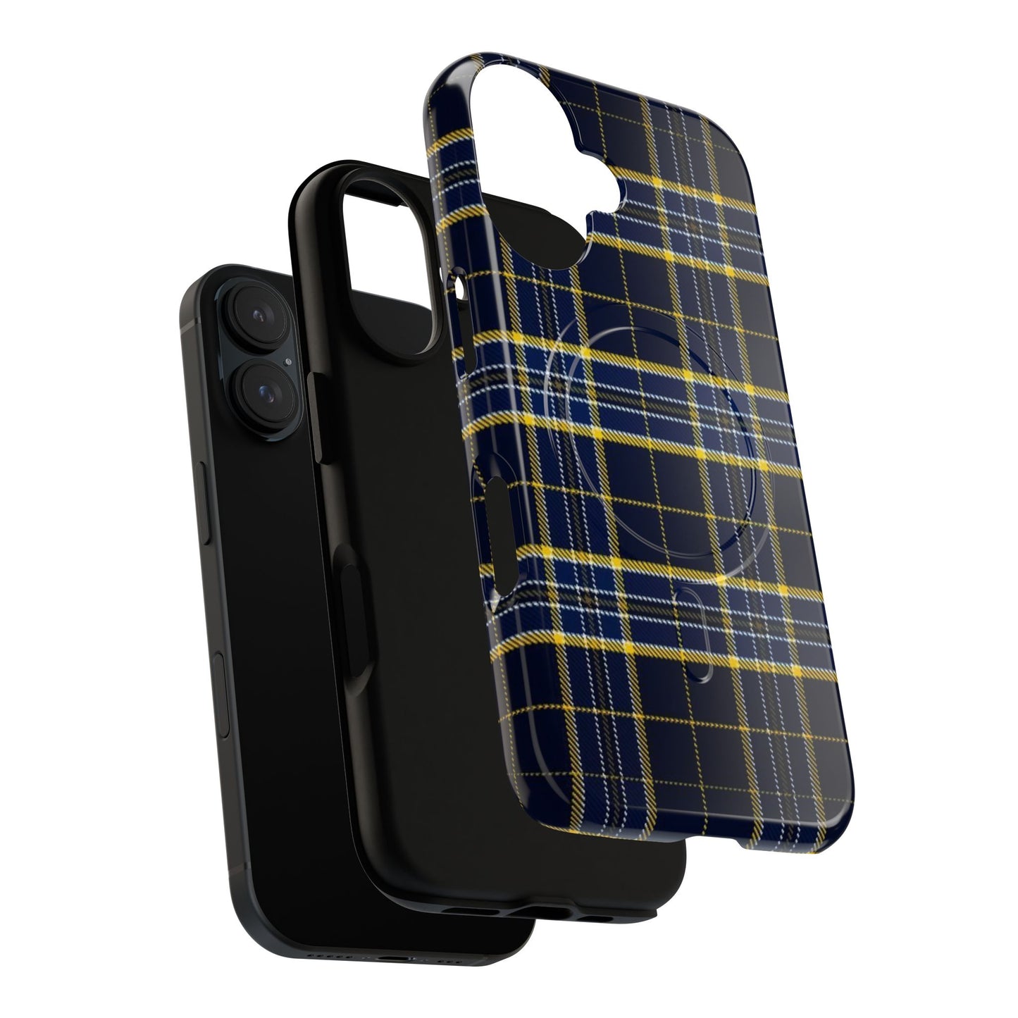 Navy Yellow Plaid Phone Case Tough Magnetic Case | Plaid iPhone Cover
