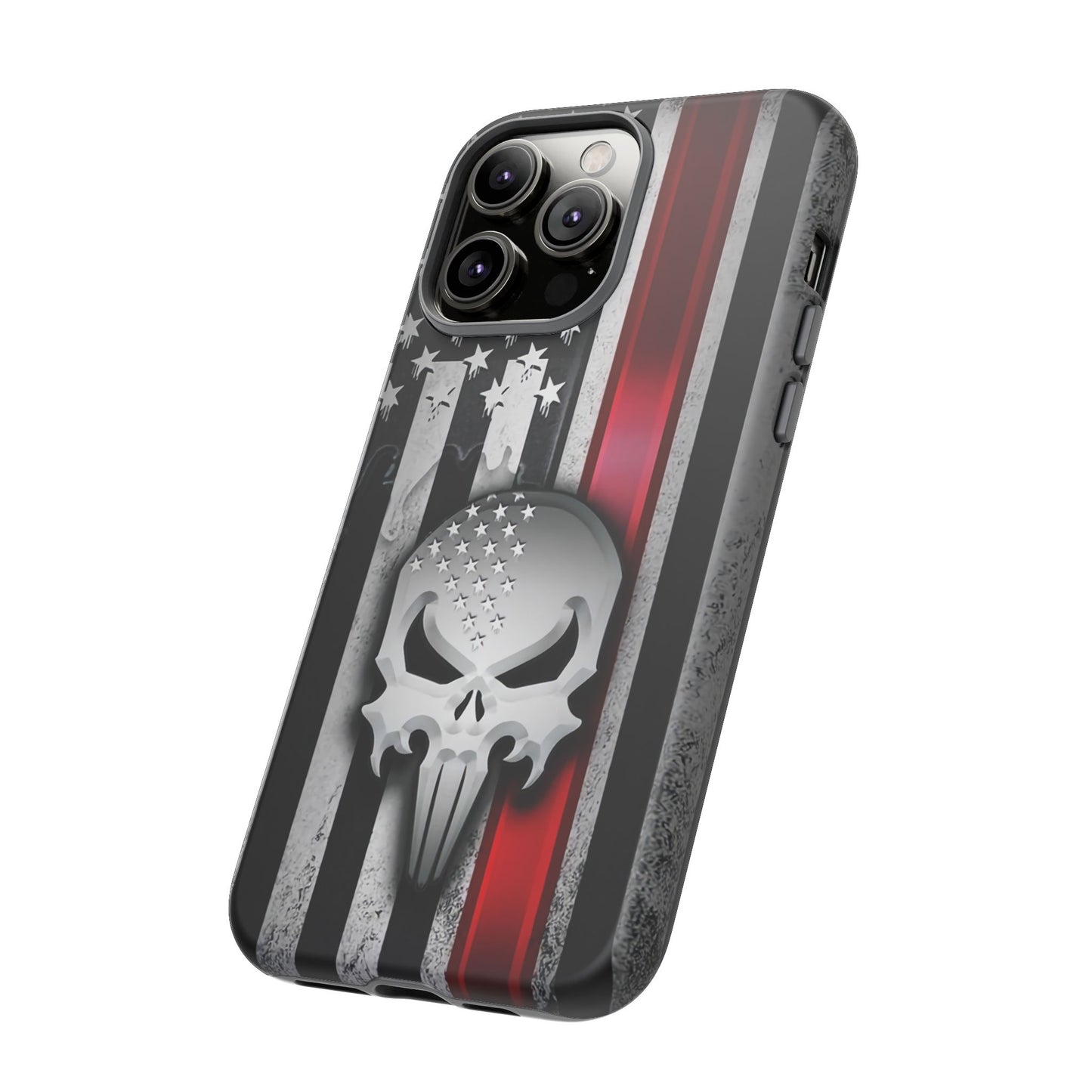 Tough Cases For iPhone, Galaxy and Pixel,  Thin Red Line, Jake Skull Design