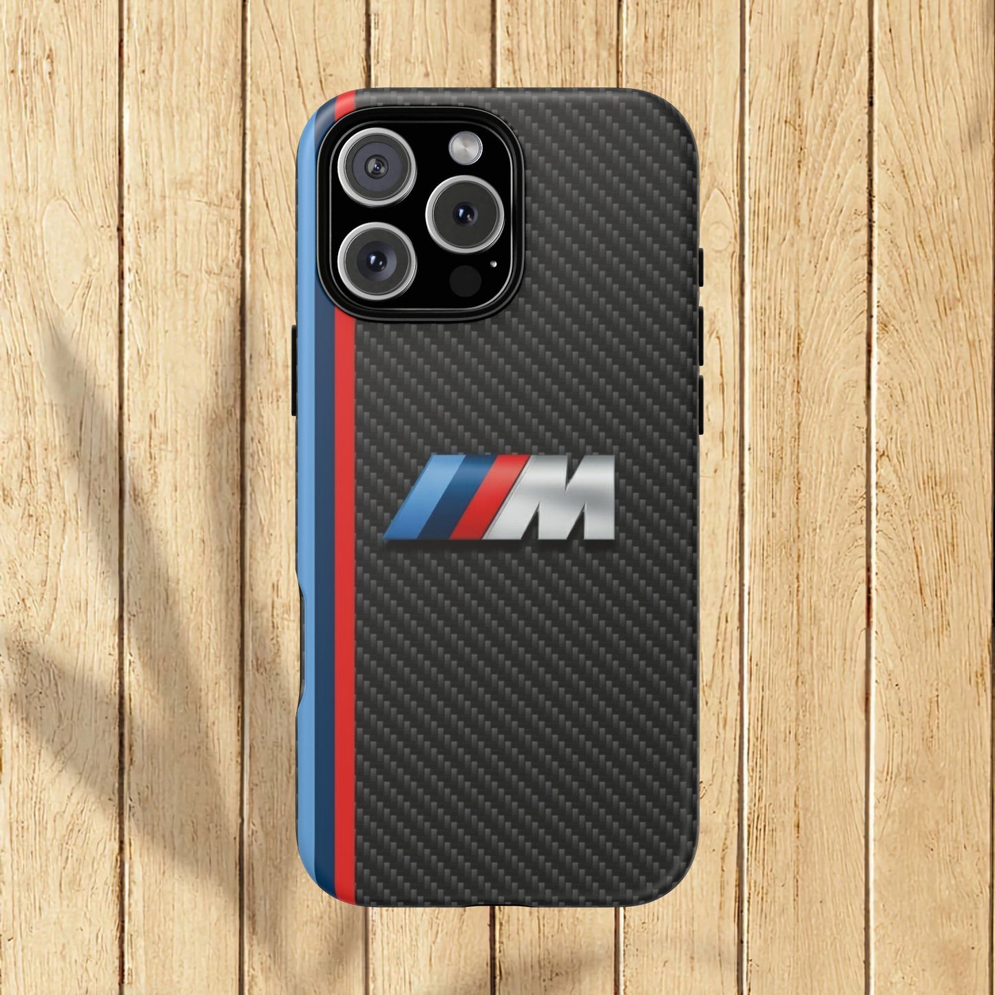 Phone Case - Black Tough Case for iPhones, Galaxy, Pixel, Blue And Red Stripes, BMW M Series