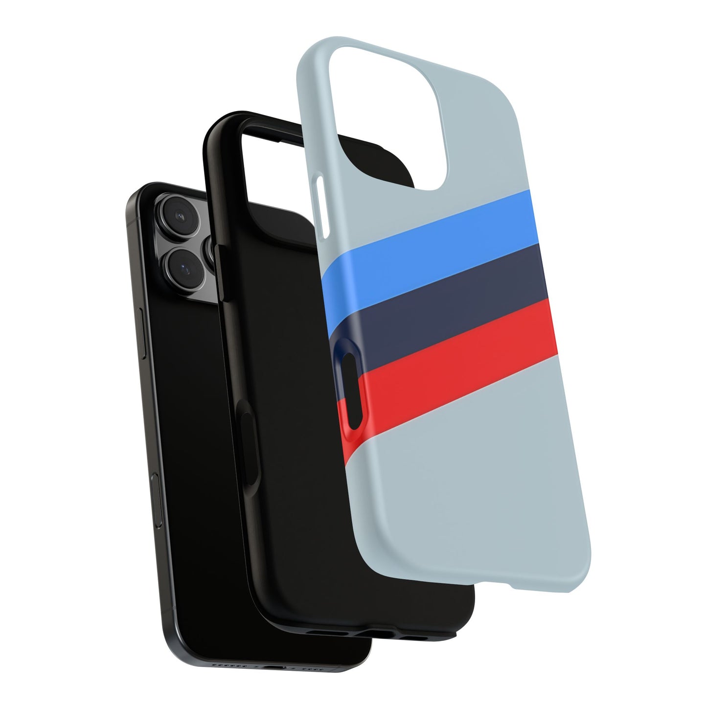 Gray Tough Case For iPhone, Samsung Galaxy and Google Pixel, Blue & Red Stripe