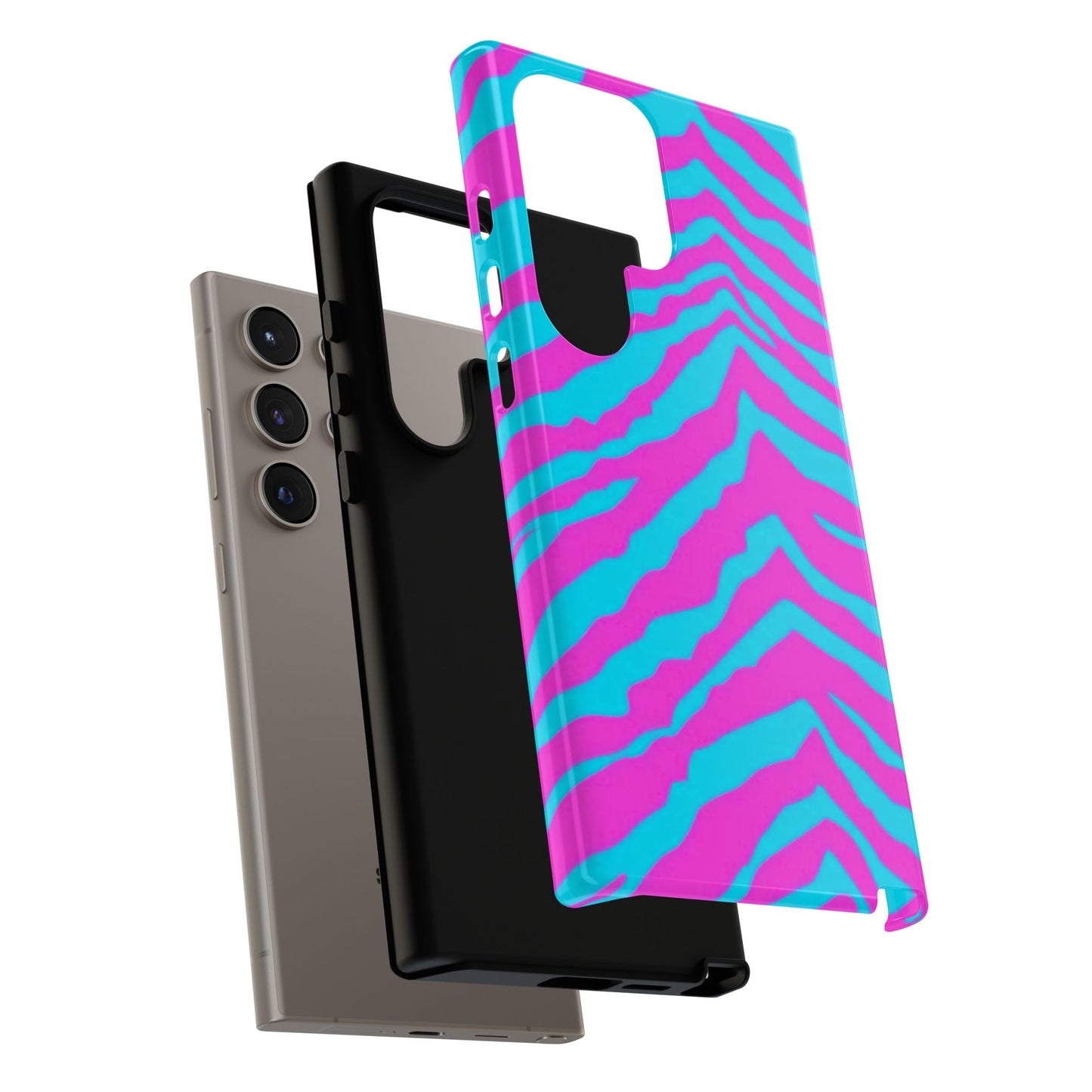 Animal Print Hot Pink And Teal Tough Case for iPhone, Galaxy and Google Pixel