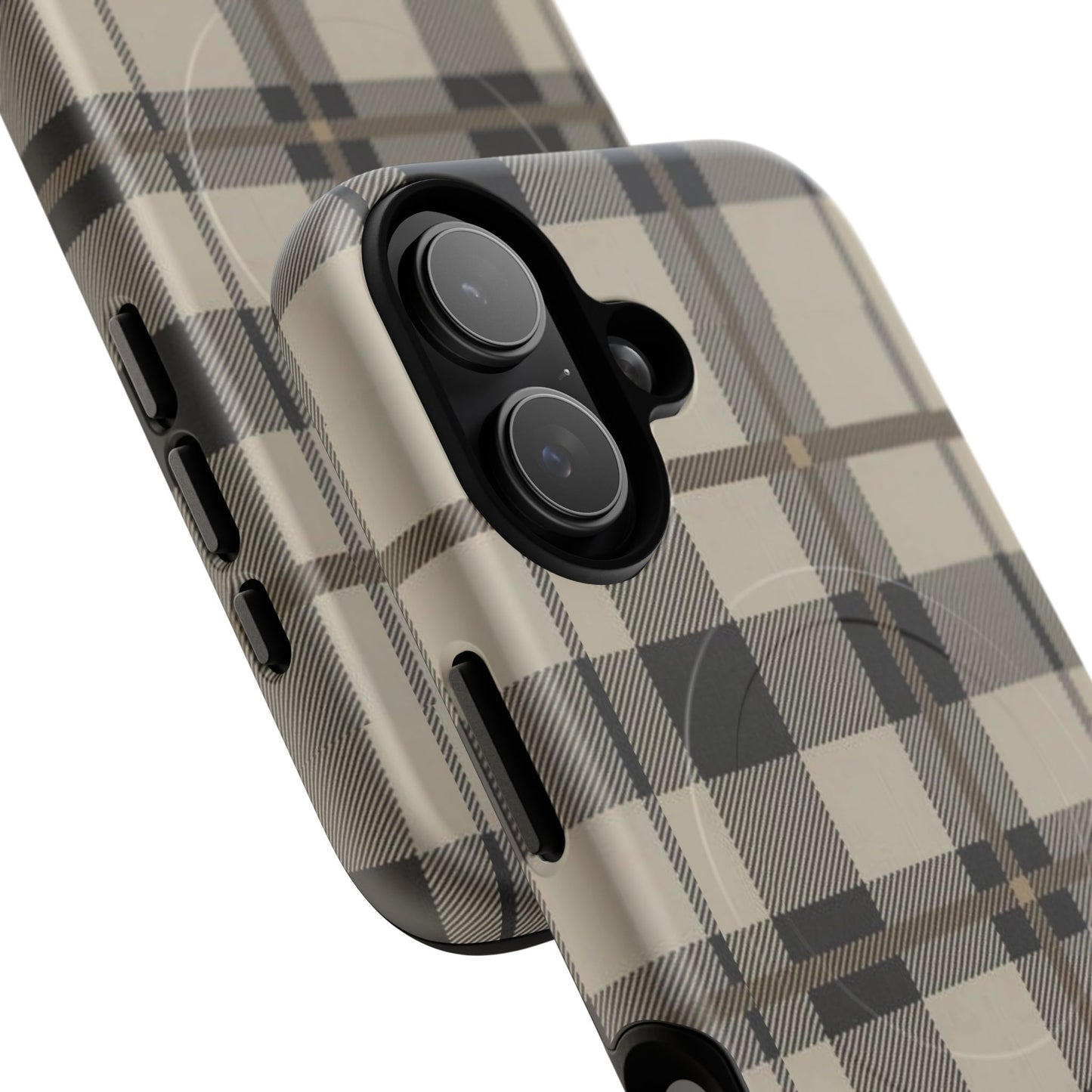 Neutral Plaid Phone Case Tough Magnetic Case | Beige Tartan Gift Idea