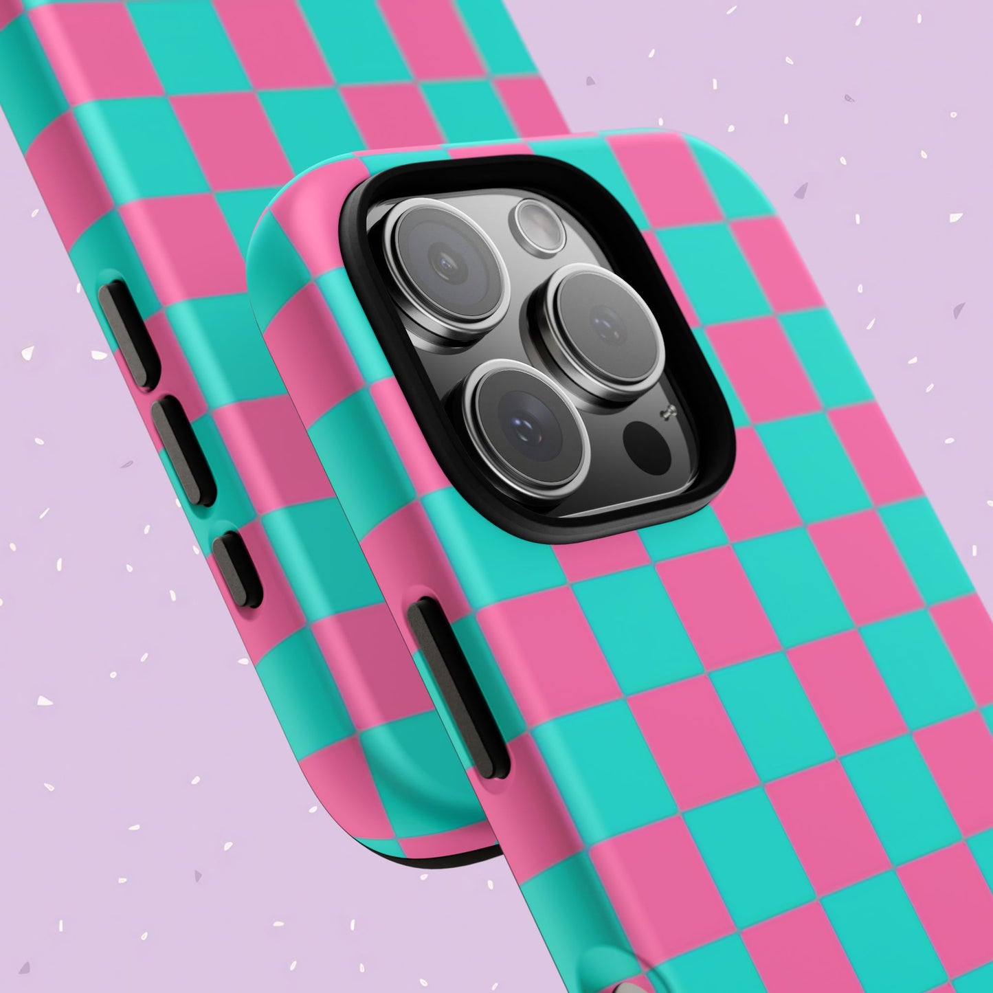 Hot Pink And Teal Checker Pattern Tough Case for iPhone, Galaxy Phones and Google Pixel