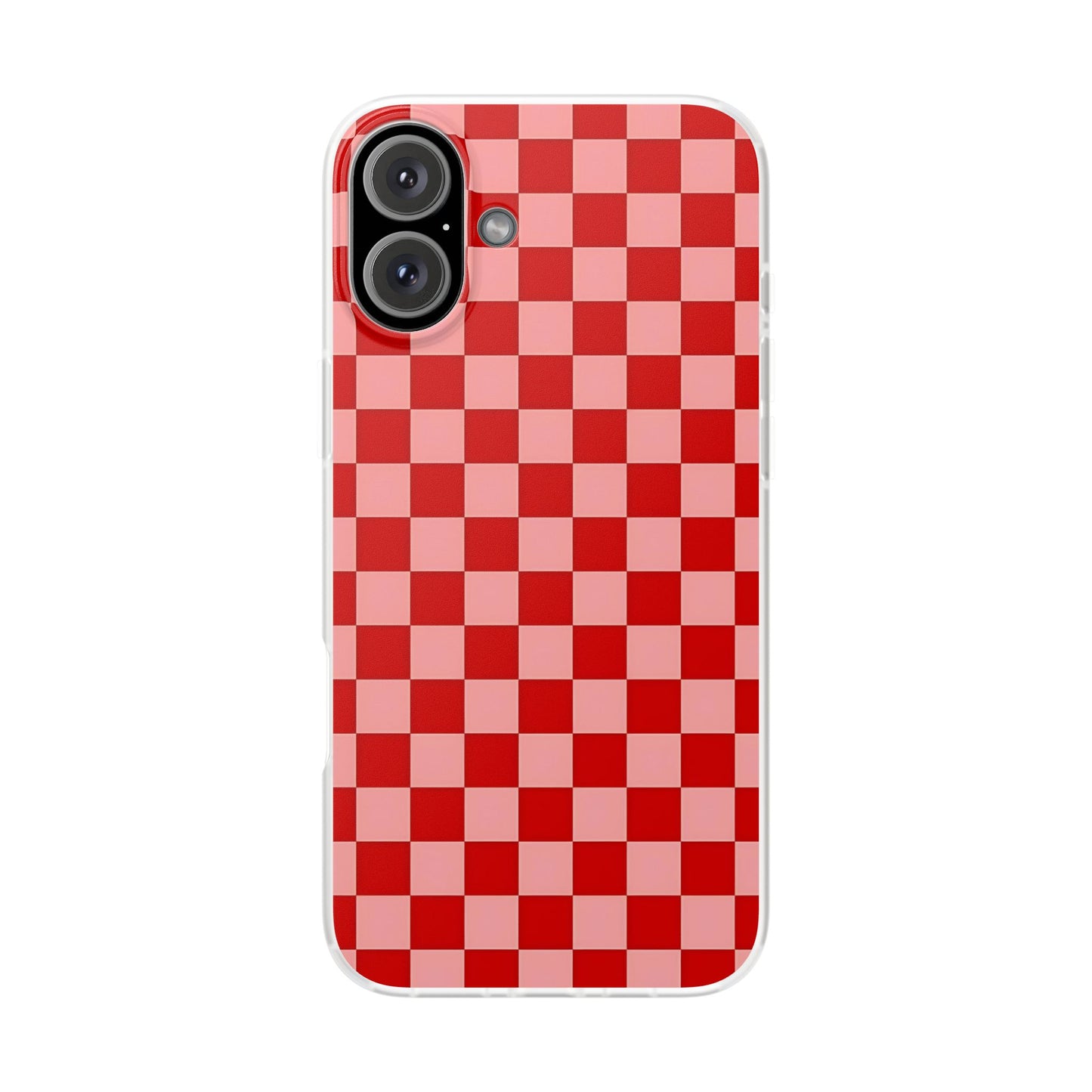 Red Checkerboard TPU Soft Flexi Phone Case — Retro Red & Pink Plaid Protective Cover