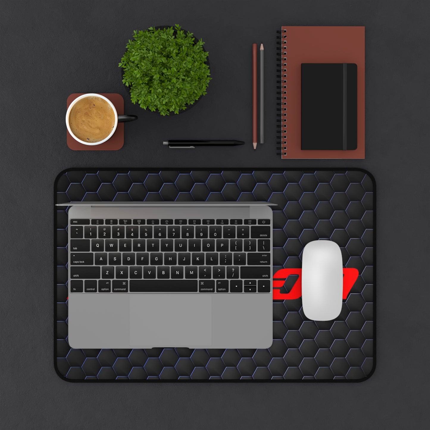 Snap-on Hex Texture Desk Mat — Non-Slip Gaming & Work Surface Tool Guy Design