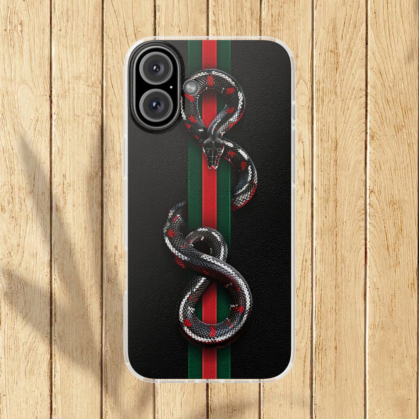 Green and Red Stripes Snake TPU Flexi Cases For iPhones And Samsung Galaxy