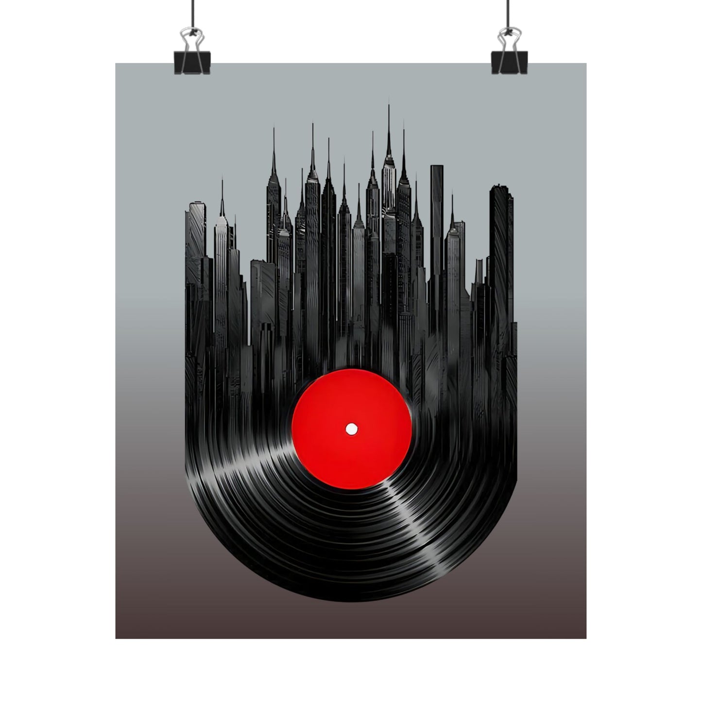 Vinyl Record Matte Vertical Posters Music Inspired Cityscape