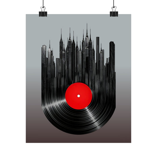 Vinyl Record Matte Vertical Posters Music Inspired Cityscape