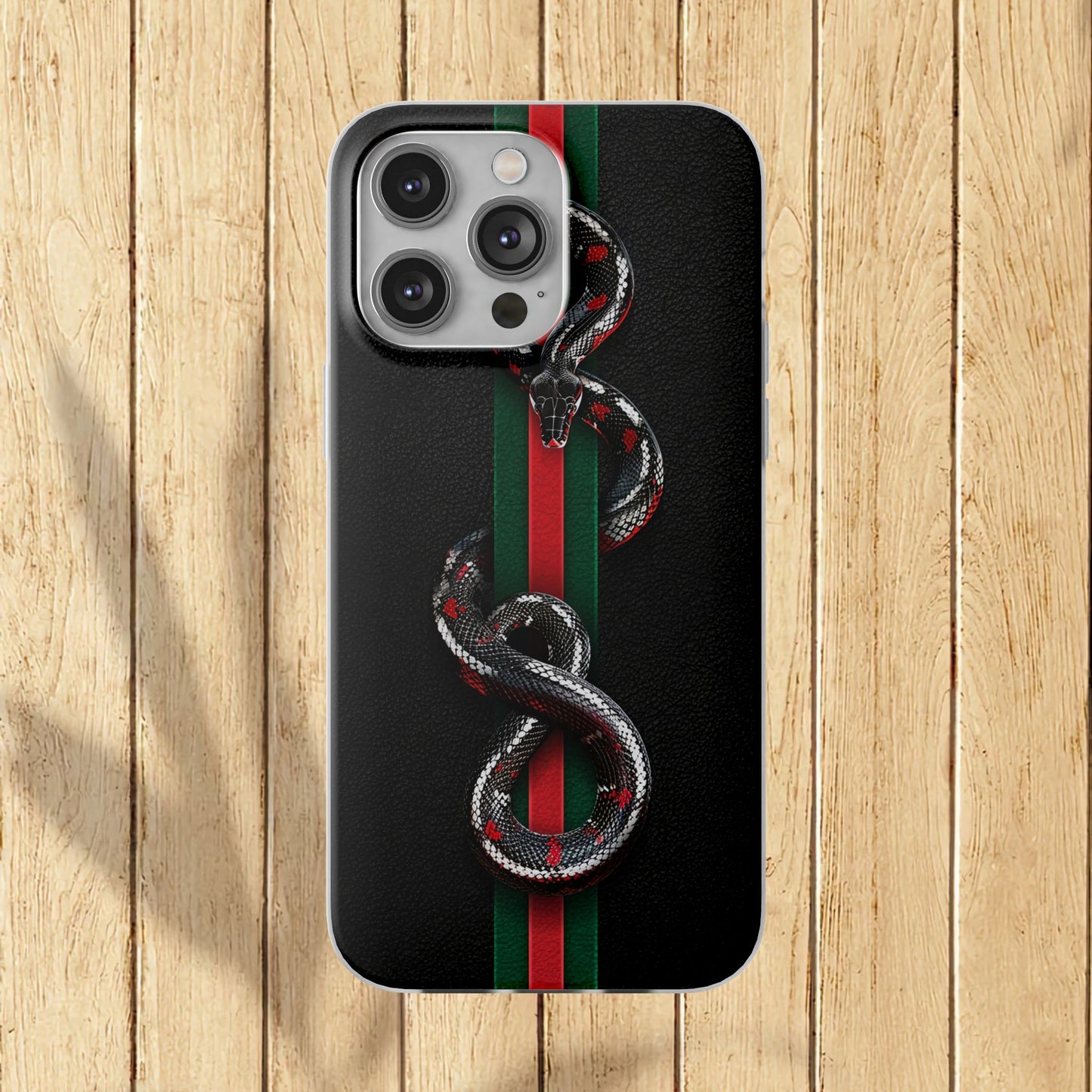 Green and Red Stripes Snake TPU Flexi Cases For iPhones And Samsung Galaxy