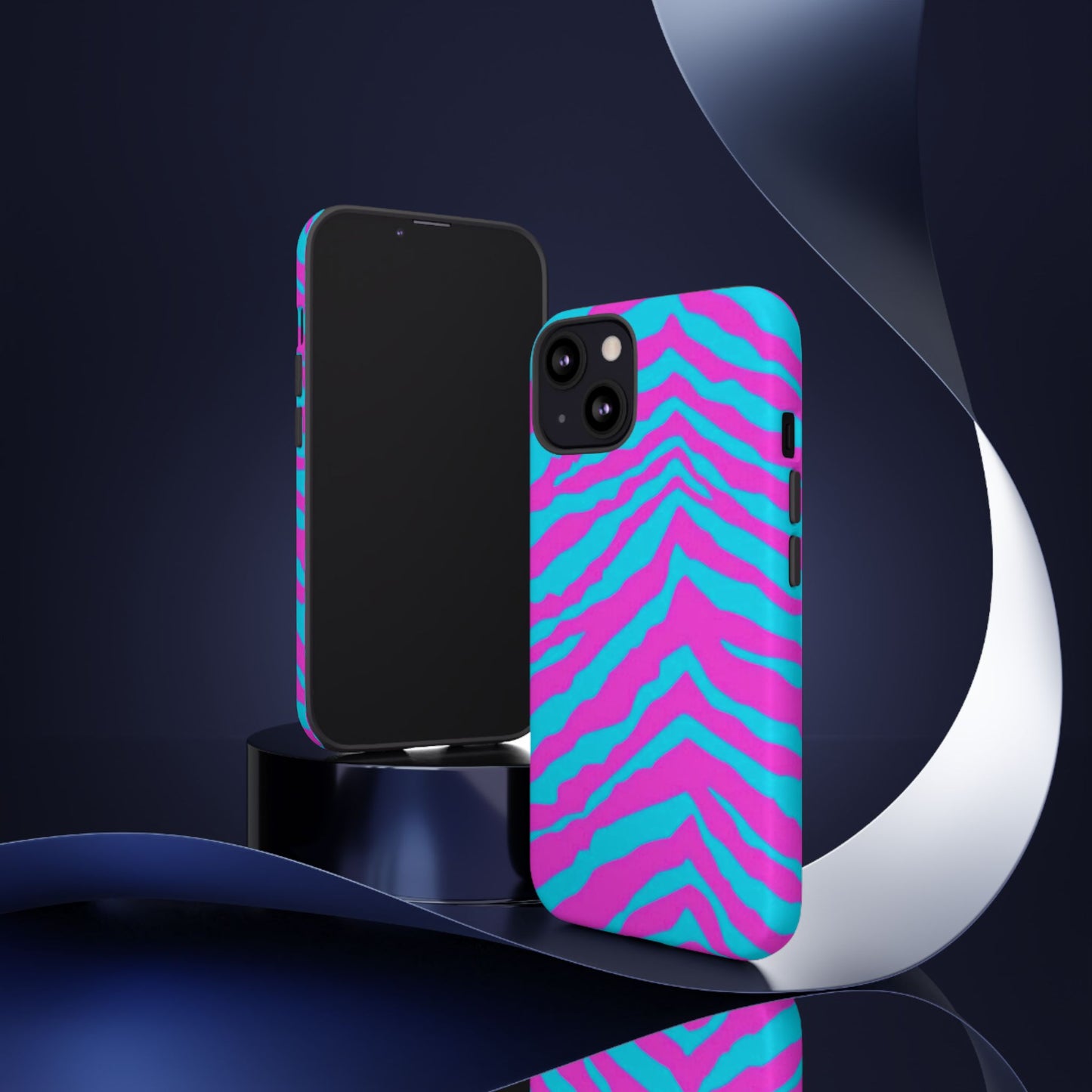 Animal Print Hot Pink And Teal Tough Case for iPhone, Galaxy and Google Pixel