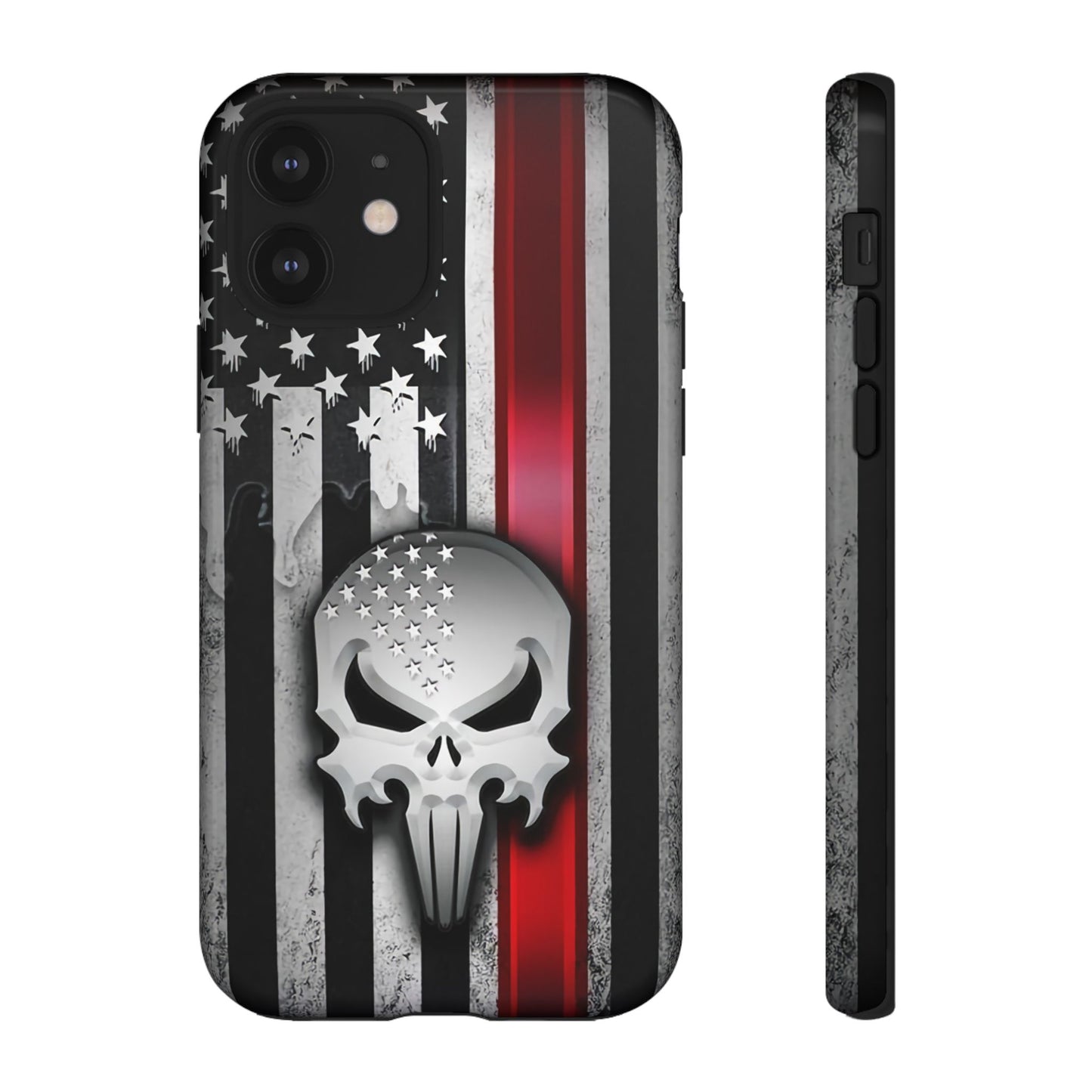 Tough Cases For iPhone, Galaxy and Pixel,  Thin Red Line, Jake Skull Design