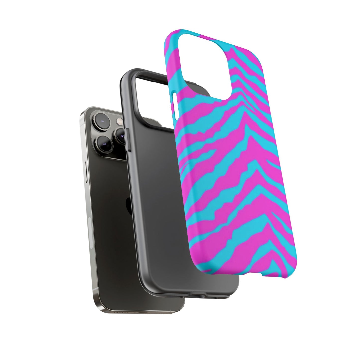 Animal Print Hot Pink And Teal Tough Case for iPhone, Galaxy and Google Pixel