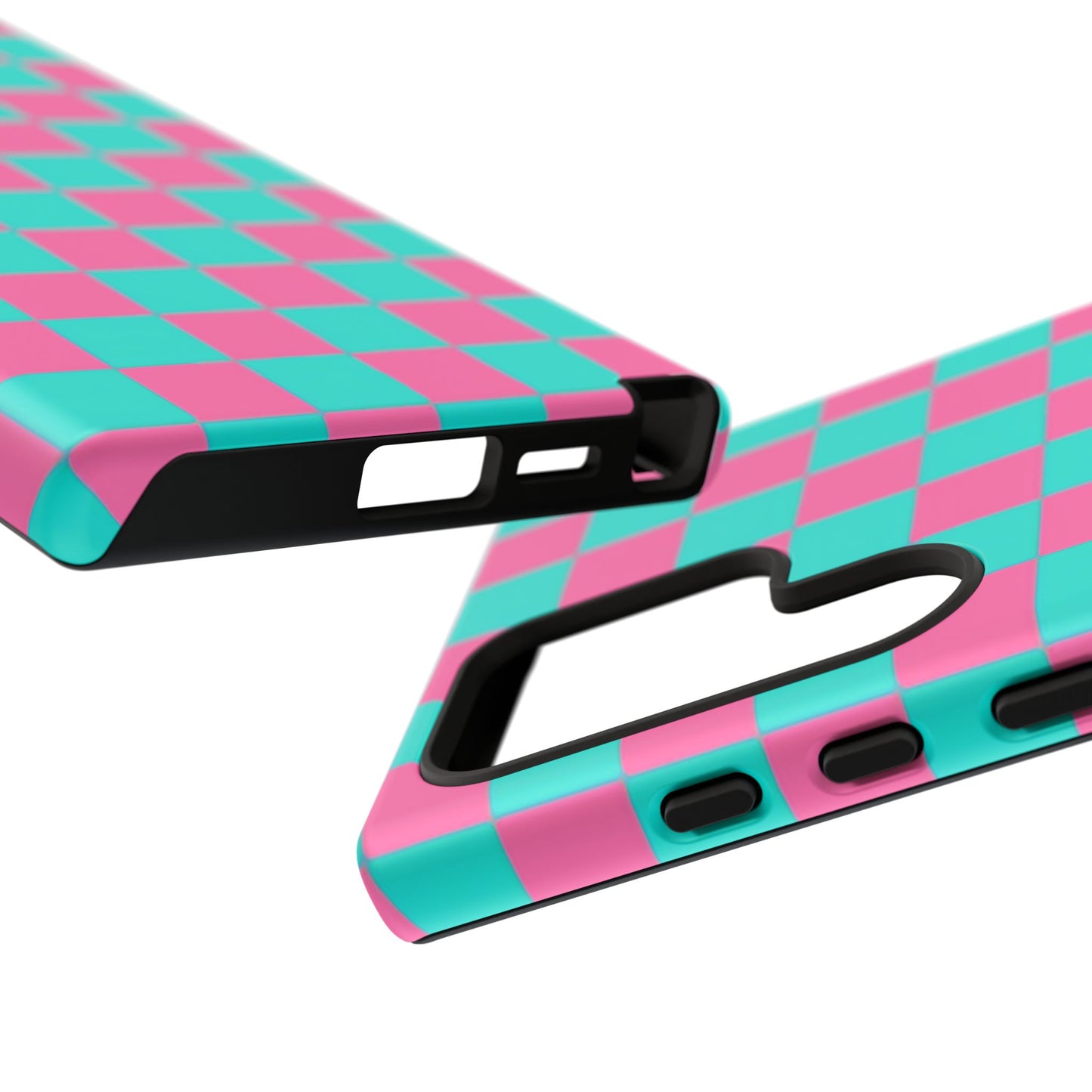 Hot Pink And Teal Checker Pattern Tough Case for iPhone, Galaxy Phones and Google Pixel