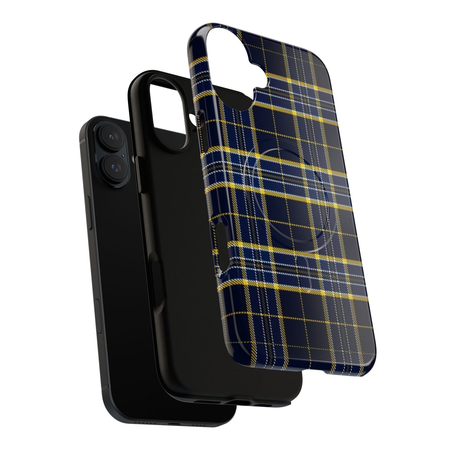 Navy Yellow Plaid Phone Case Tough Magnetic Case | Plaid iPhone Cover