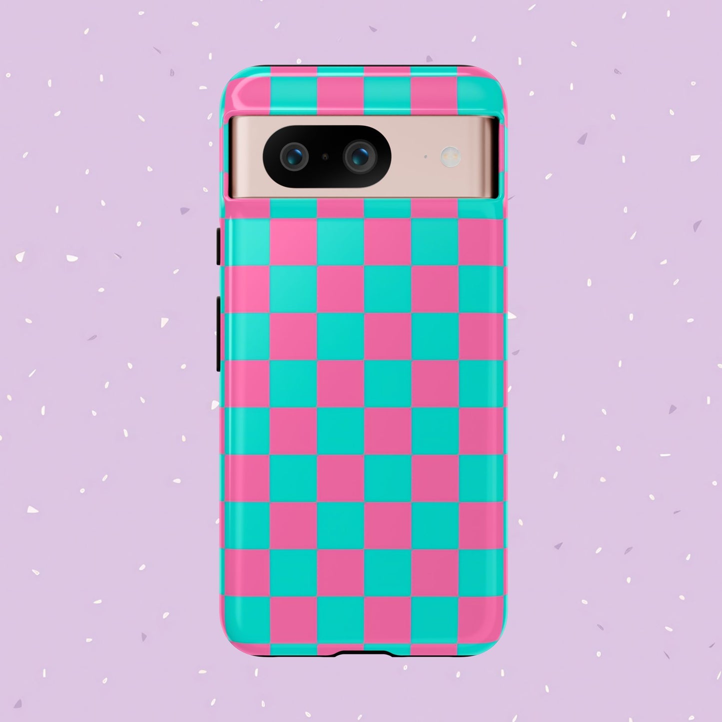 Hot Pink And Teal Checker Pattern Tough Case for iPhone, Galaxy Phones and Google Pixel