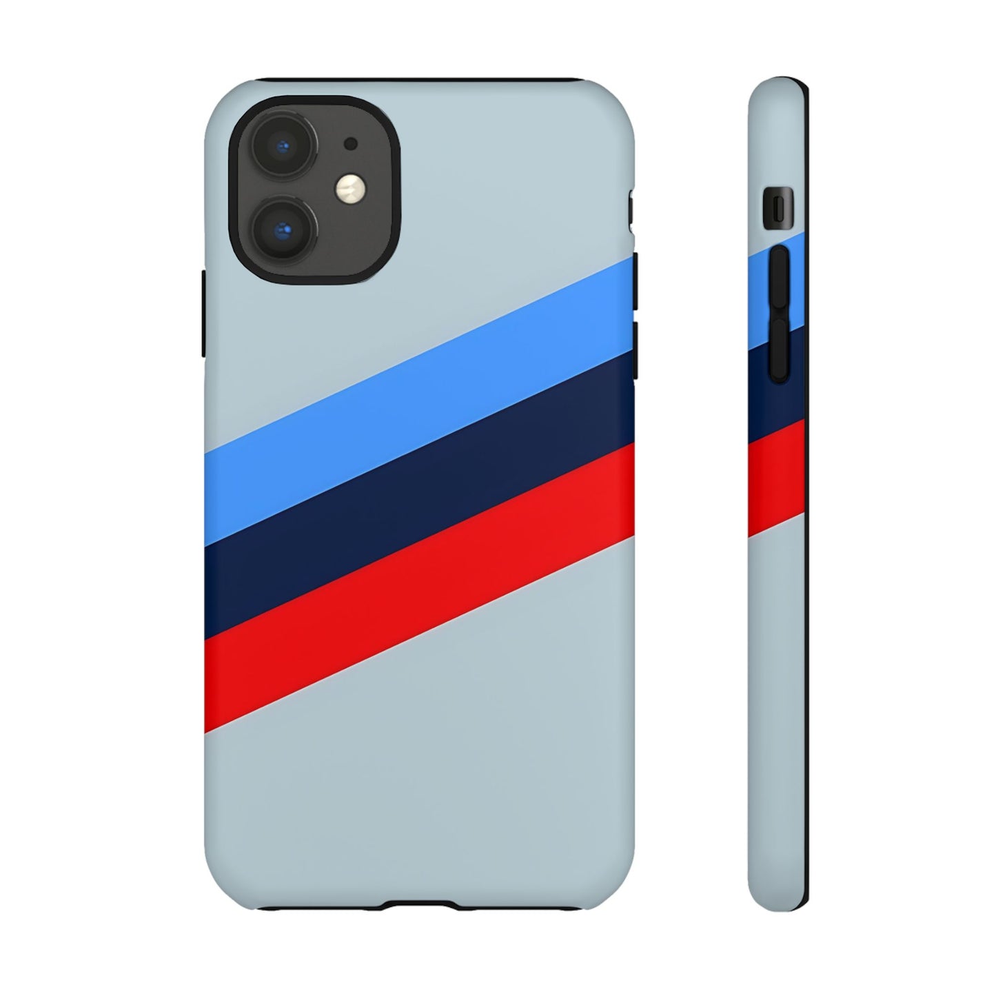 Gray Tough Case For iPhone, Samsung Galaxy and Google Pixel, Blue & Red Stripe