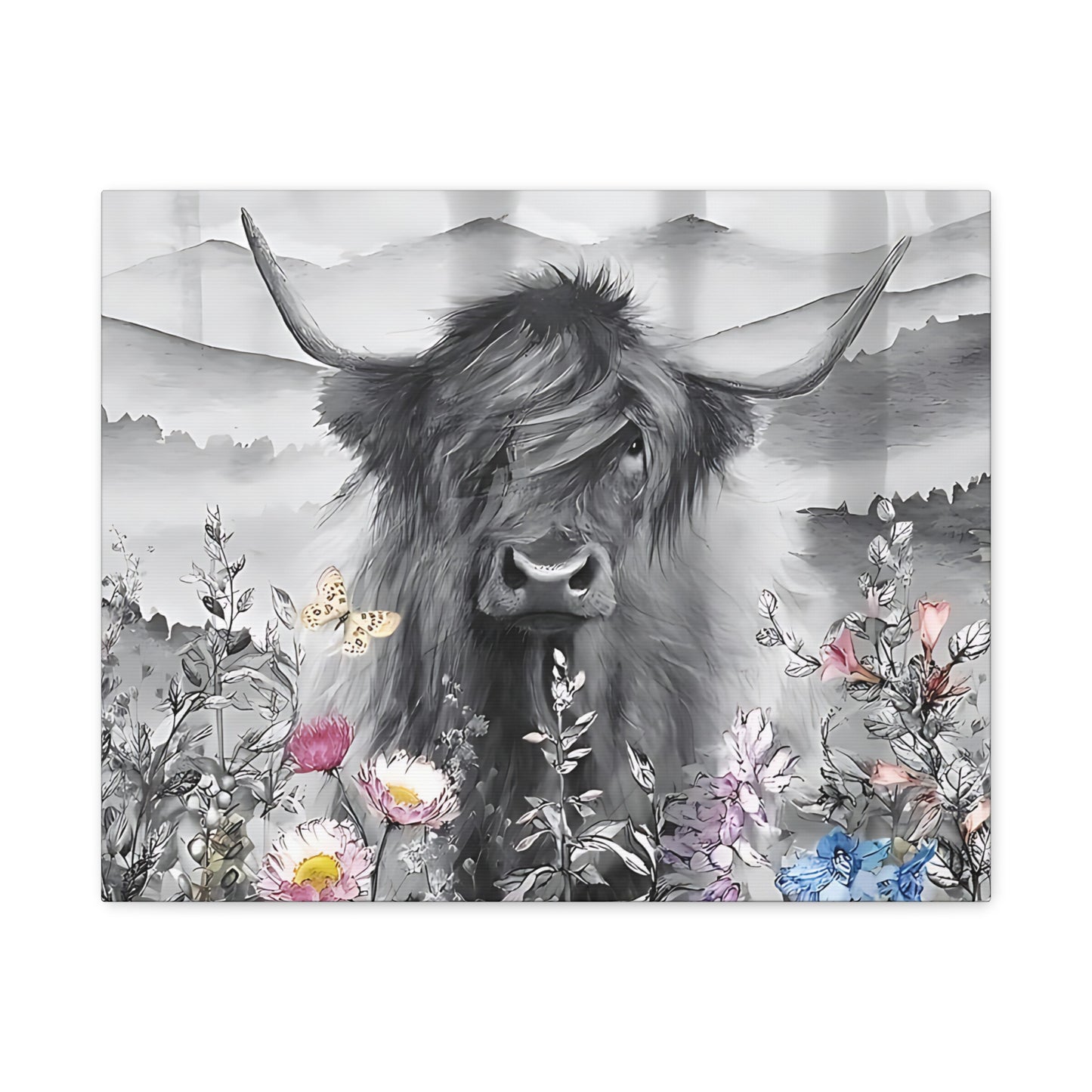 Canvas Poster, Scottish Highland Cow Vertical Wall Art, Housewarming Gift, Home