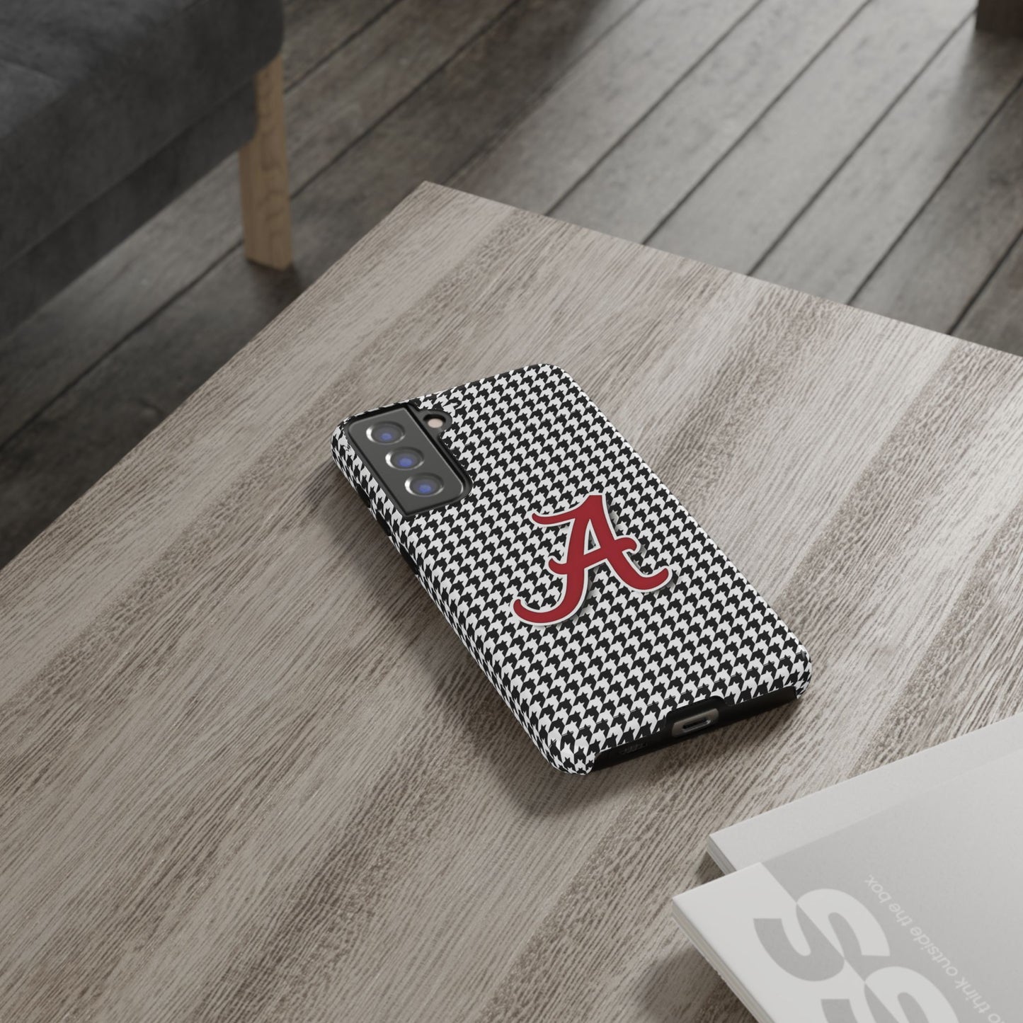 Alabama Houndstooth Phone Case, Tough Cases, College RTR Fan Gear, Initial A