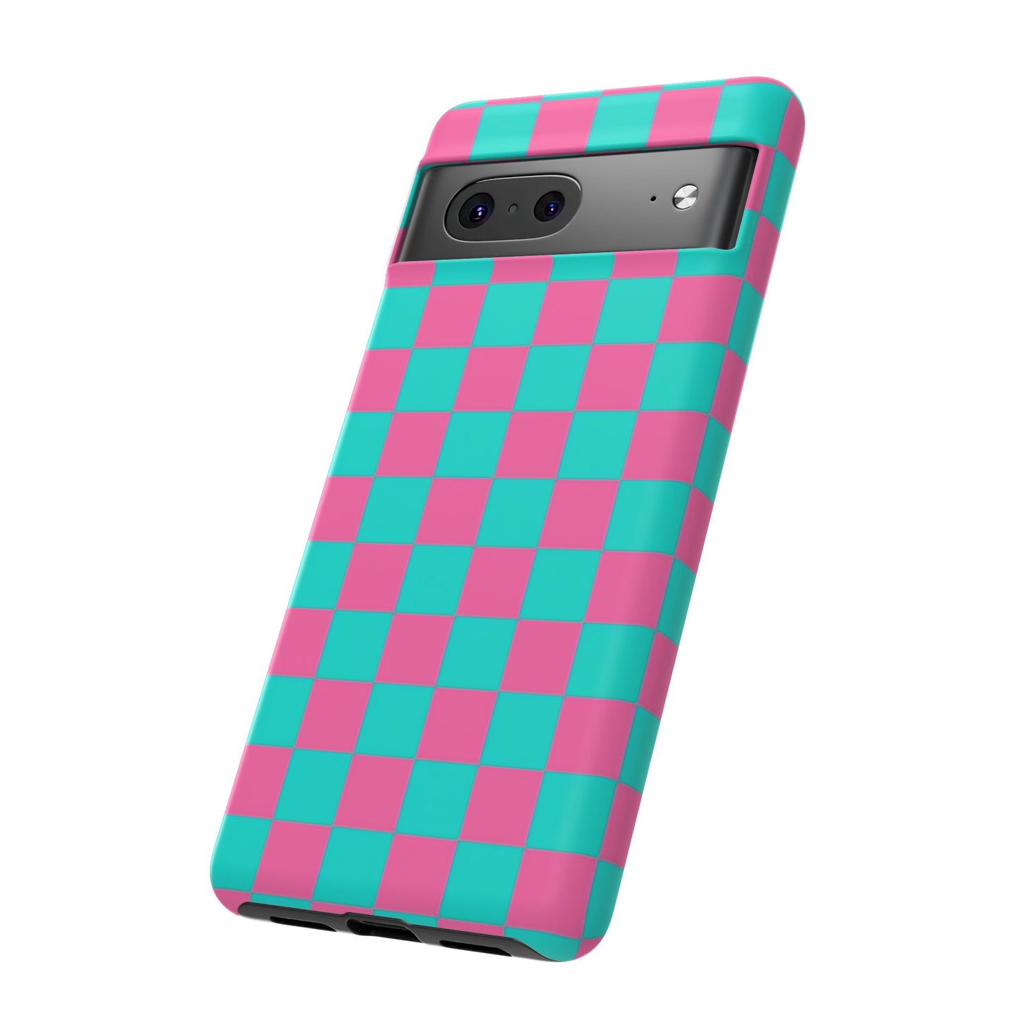 Hot Pink And Teal Checker Pattern Tough Case for iPhone, Galaxy Phones and Google Pixel