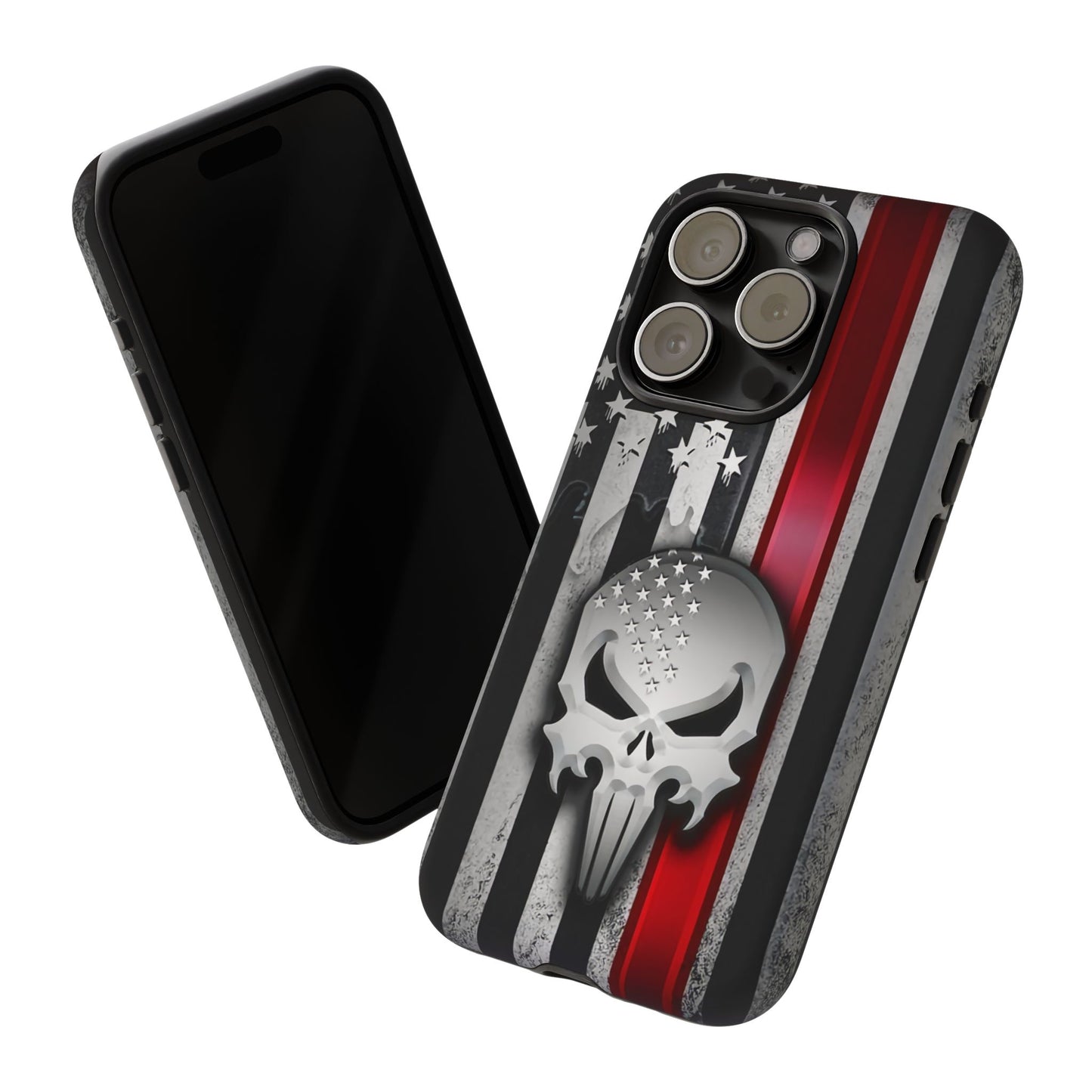 Tough Cases For iPhone, Galaxy and Pixel,  Thin Red Line, Jake Skull Design