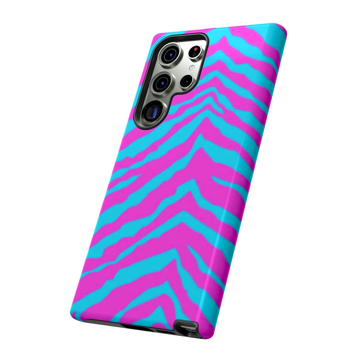 Animal Print Hot Pink And Teal Tough Case for iPhone, Galaxy and Google Pixel