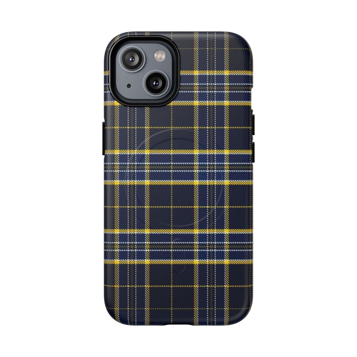 Navy Yellow Plaid Phone Case Tough Magnetic Case | Plaid iPhone Cover