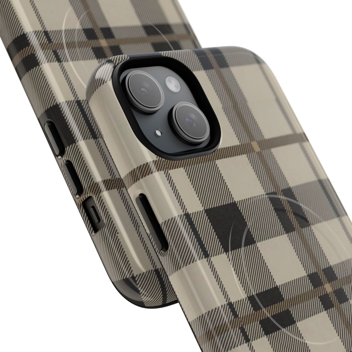 Neutral Plaid Phone Case Tough Magnetic Case | Beige Tartan Gift Idea