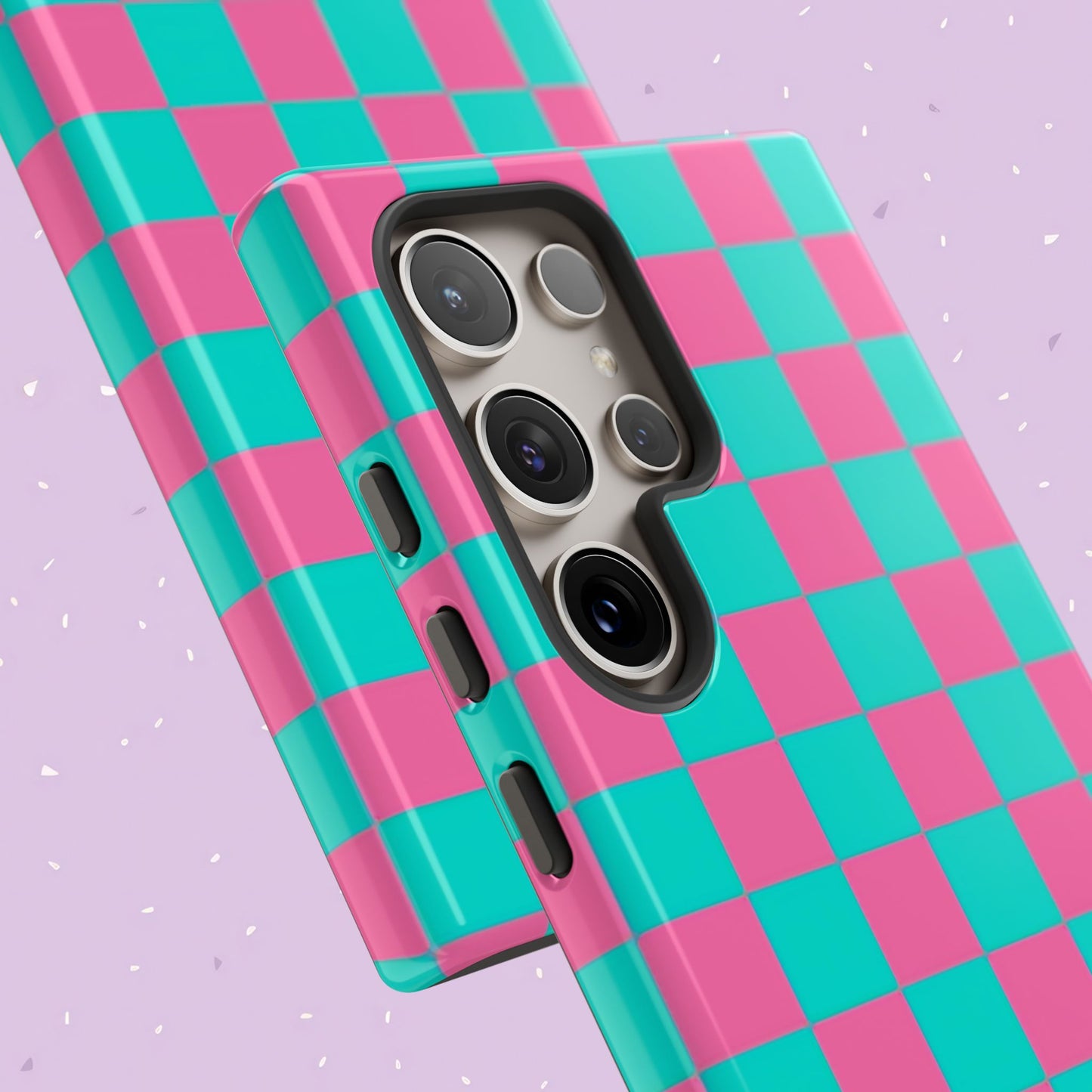 Hot Pink And Teal Checker Pattern Tough Case for iPhone, Galaxy Phones and Google Pixel