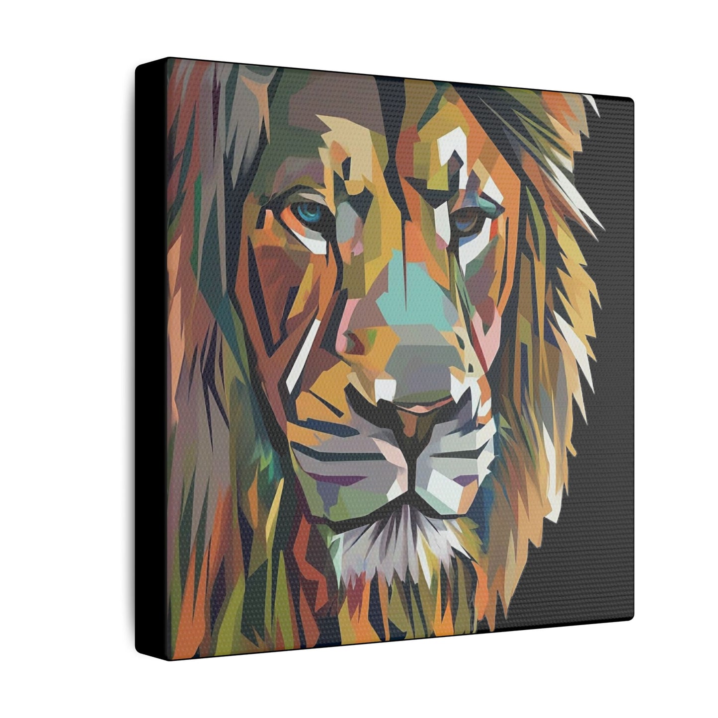 Geometric Lion Face Matte Canvas Print, Custom Wall Decor