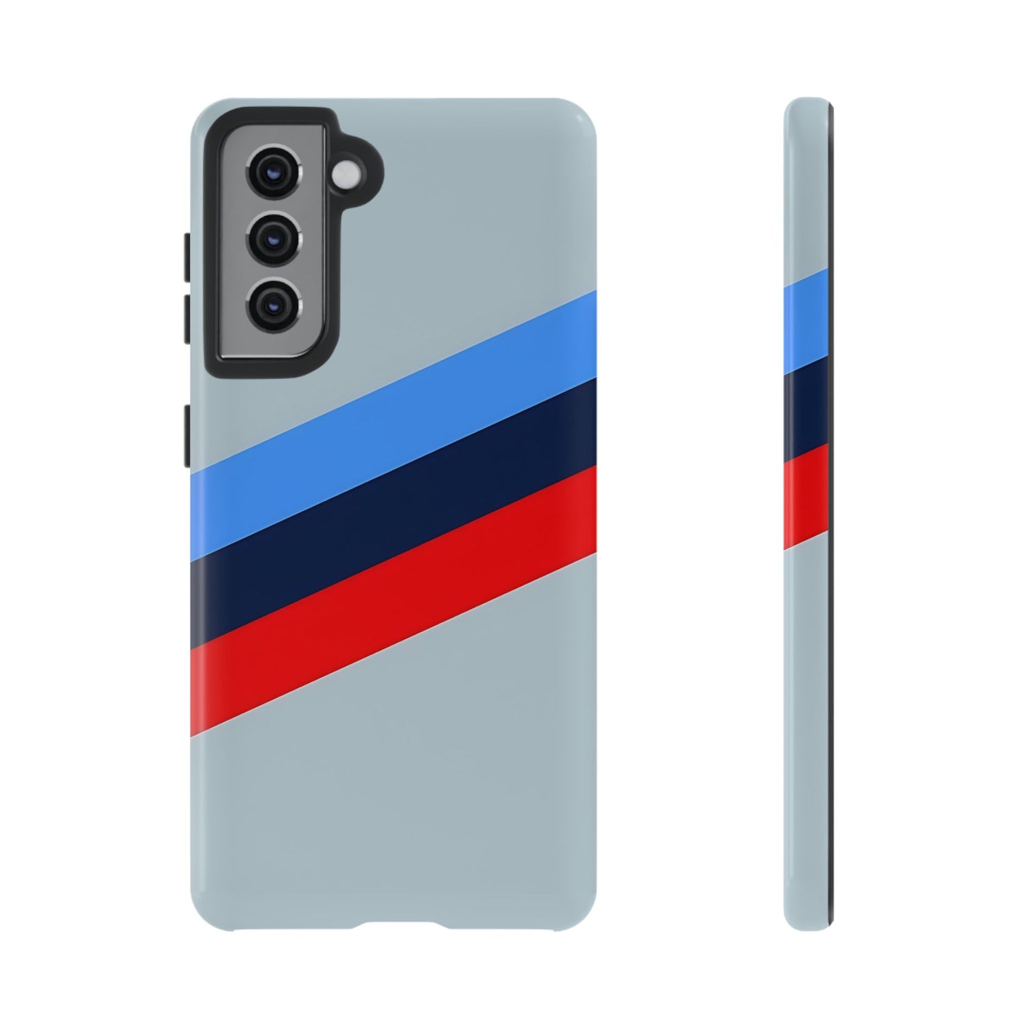 Gray Tough Case For iPhone, Samsung Galaxy and Google Pixel, Blue & Red Stripe