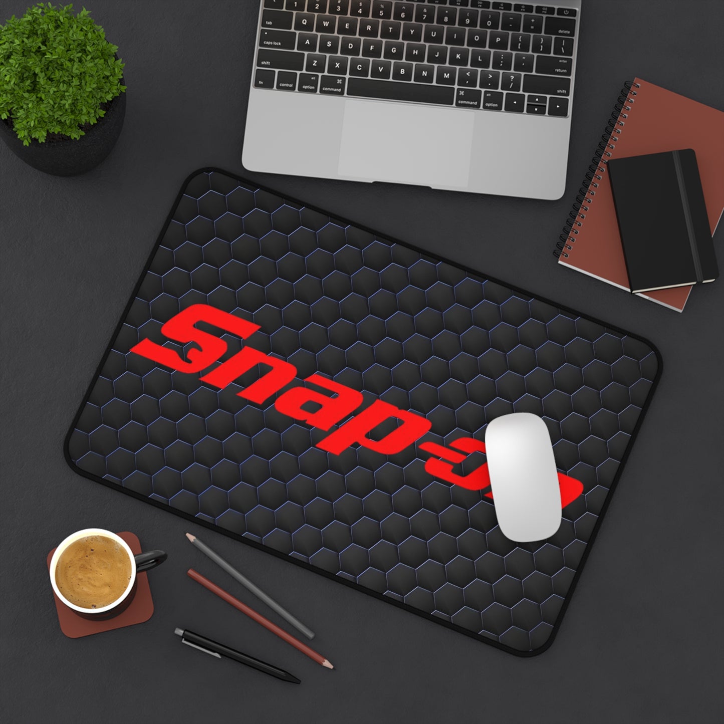 Snap-on Hex Texture Desk Mat — Non-Slip Gaming & Work Surface Tool Guy Design