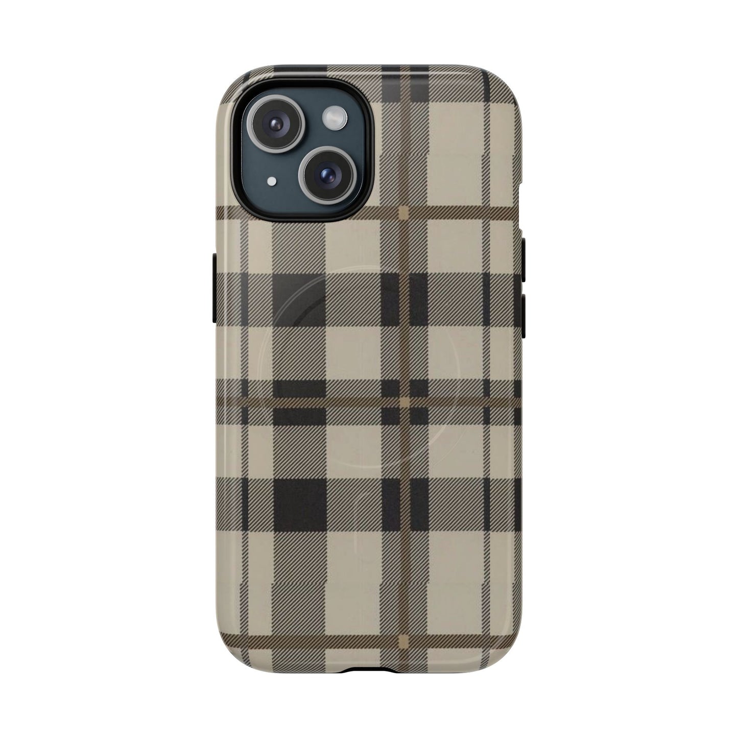 Neutral Plaid Phone Case Tough Magnetic Case | Beige Tartan Gift Idea