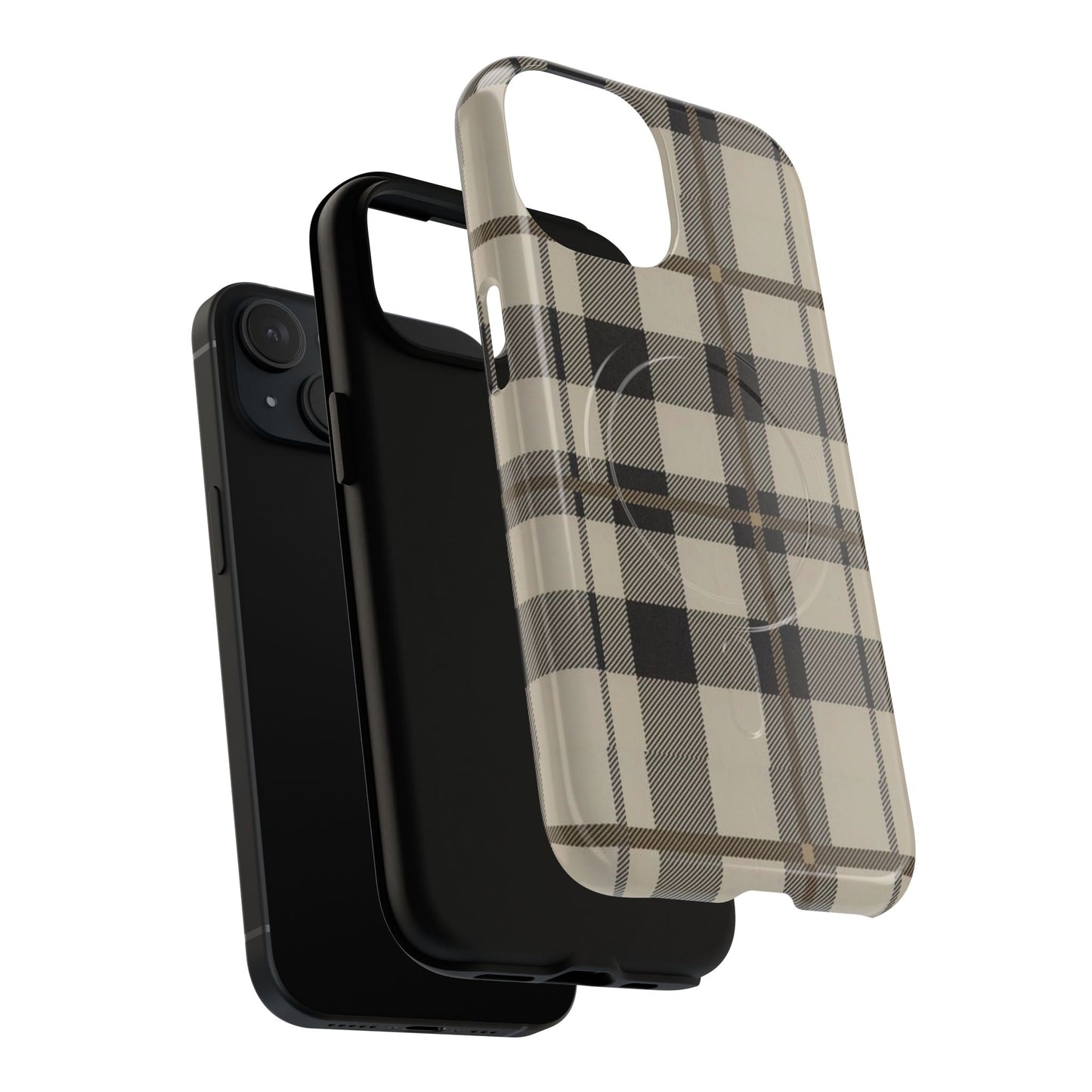 Neutral Plaid Phone Case Tough Magnetic Case | Beige Tartan Gift Idea