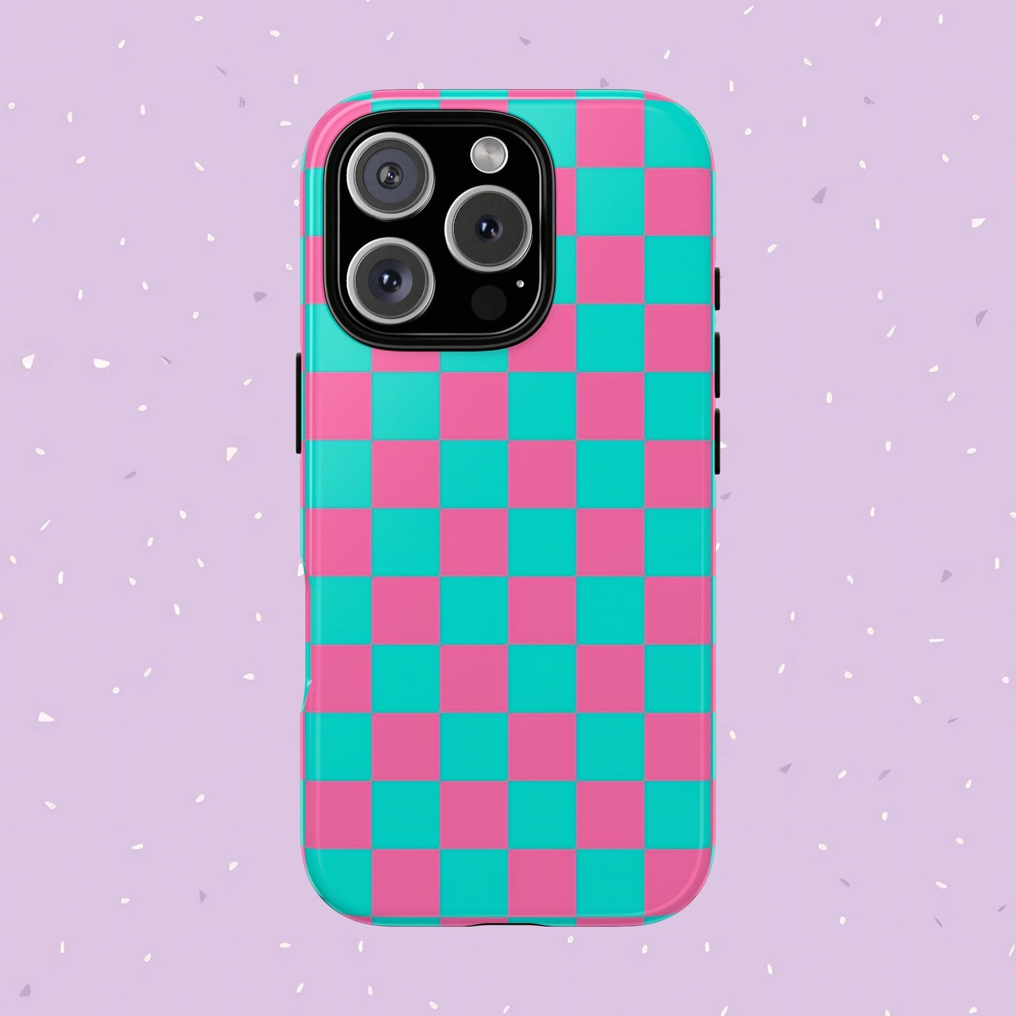 Hot Pink And Teal Checker Pattern Tough Case for iPhone, Galaxy Phones and Google Pixel
