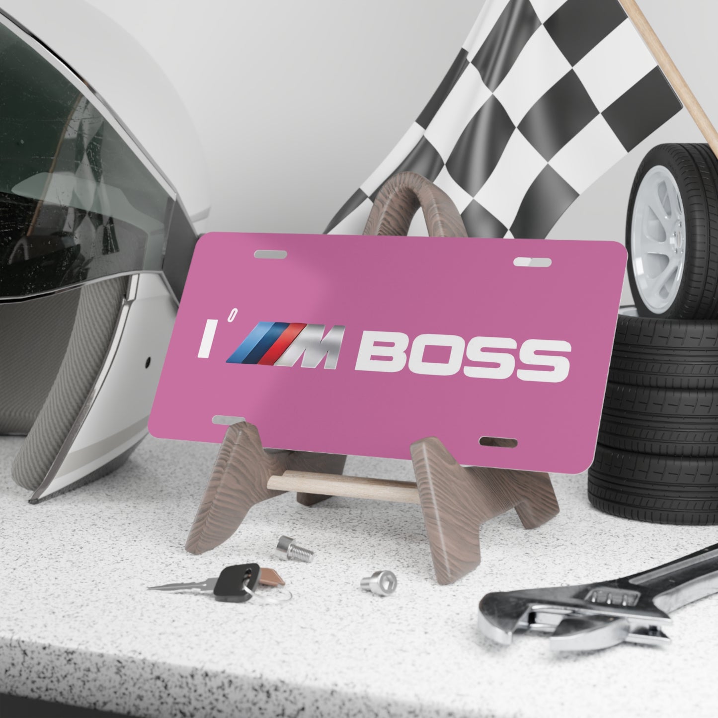 Pink I"m Boss BMW M Series Driving Performance Front License Plate, Beamer Owner