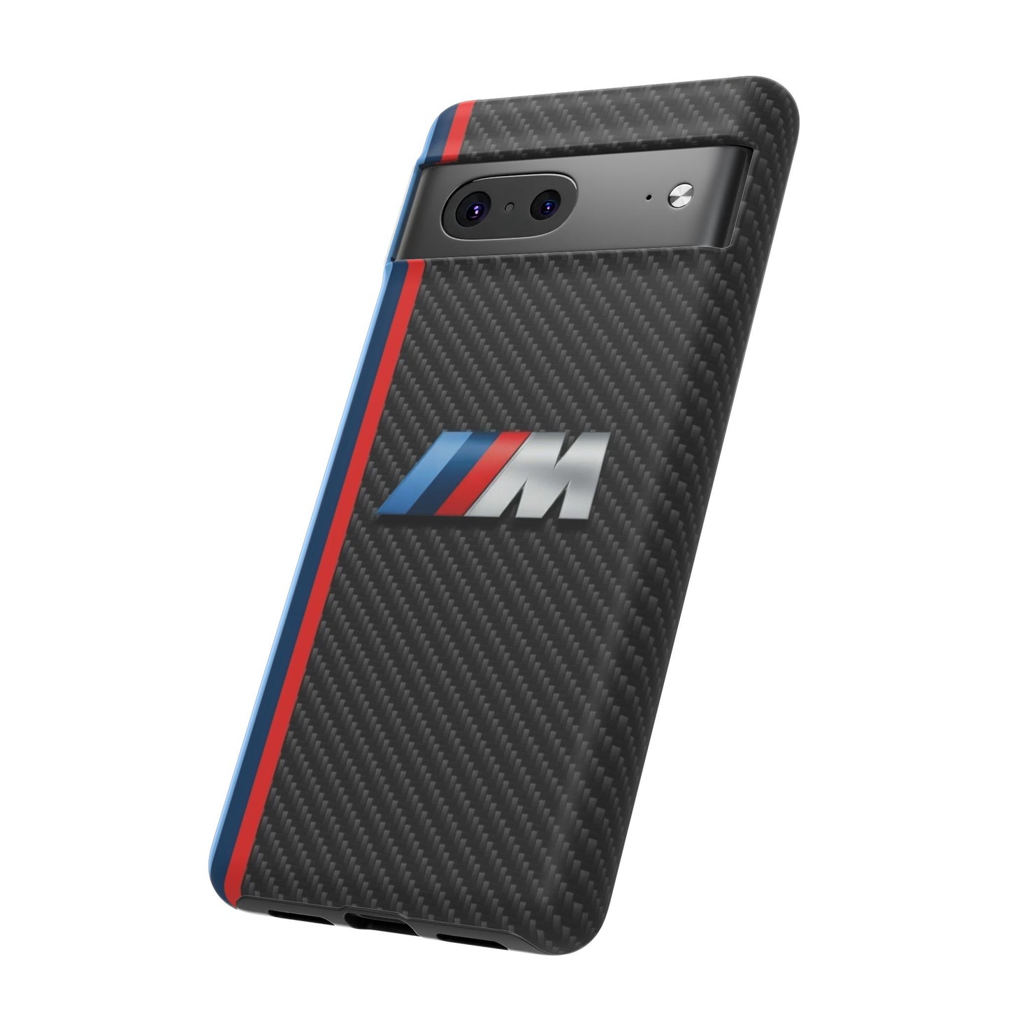 Phone Case - Black Tough Case for iPhones, Galaxy, Pixel, Blue And Red Stripes, BMW M Series