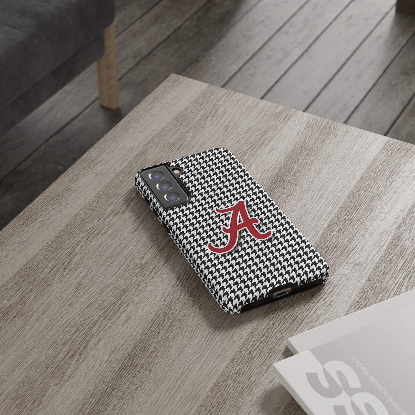 Alabama Houndstooth Phone Case, Tough Cases, College RTR Fan Gear, Initial A