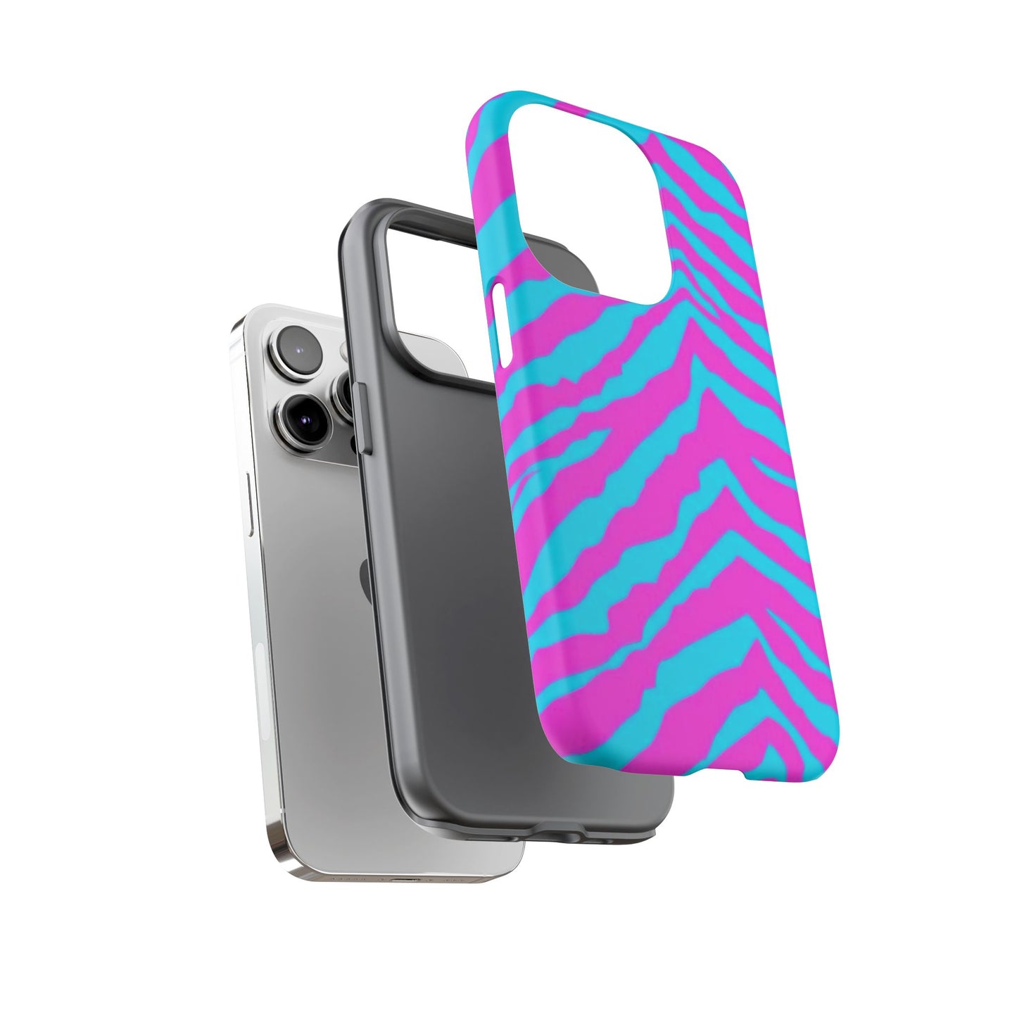 Animal Print Hot Pink And Teal Tough Case for iPhone, Galaxy and Google Pixel