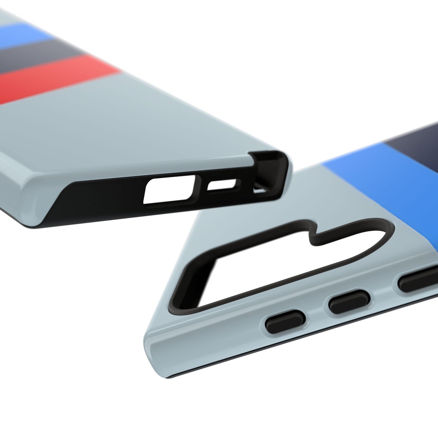 Gray Tough Case For iPhone, Samsung Galaxy and Google Pixel, Blue & Red Stripe