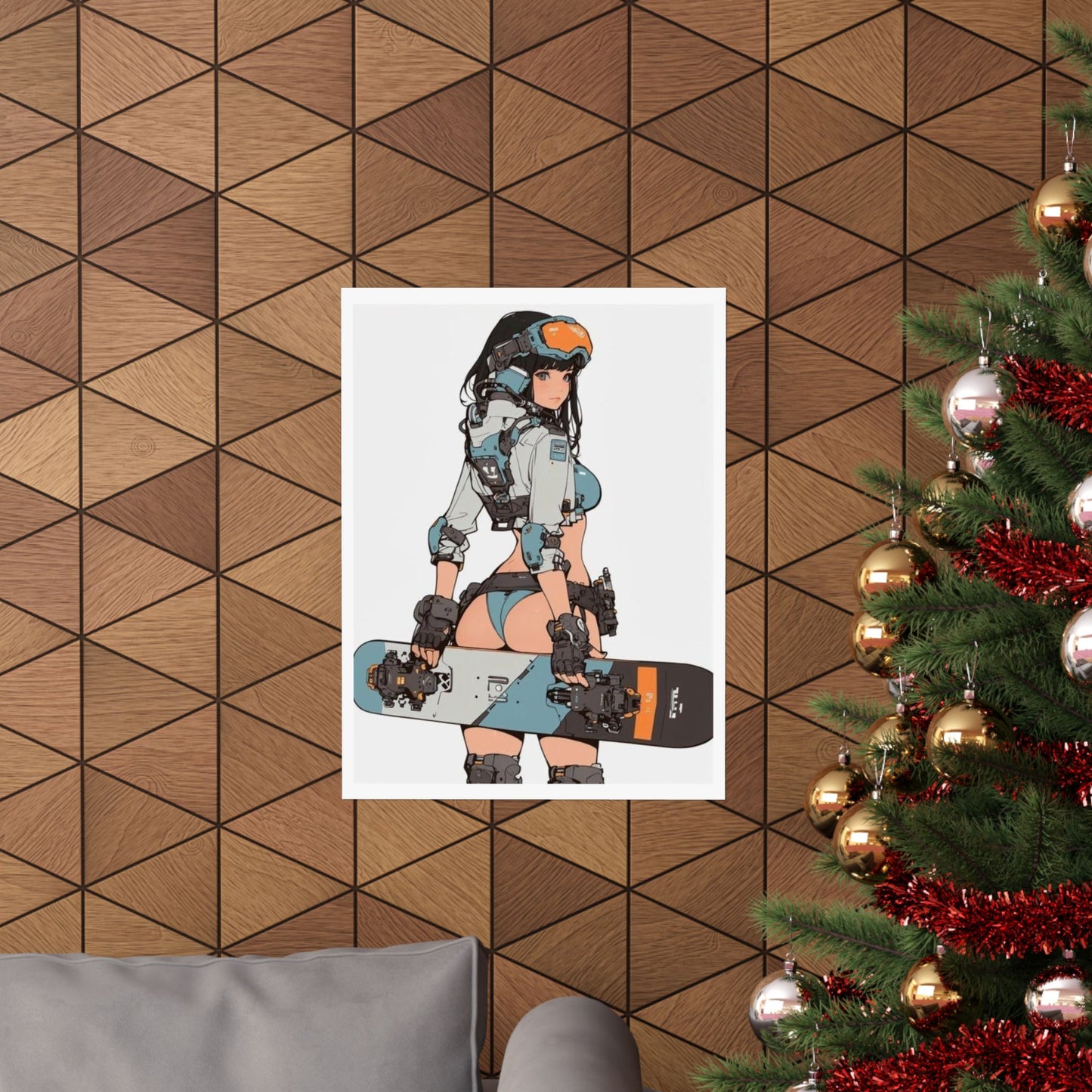 Cyberpunk Snowboard Girl Poster | Waifu Girl Anime Manga Matte Vertical Poster