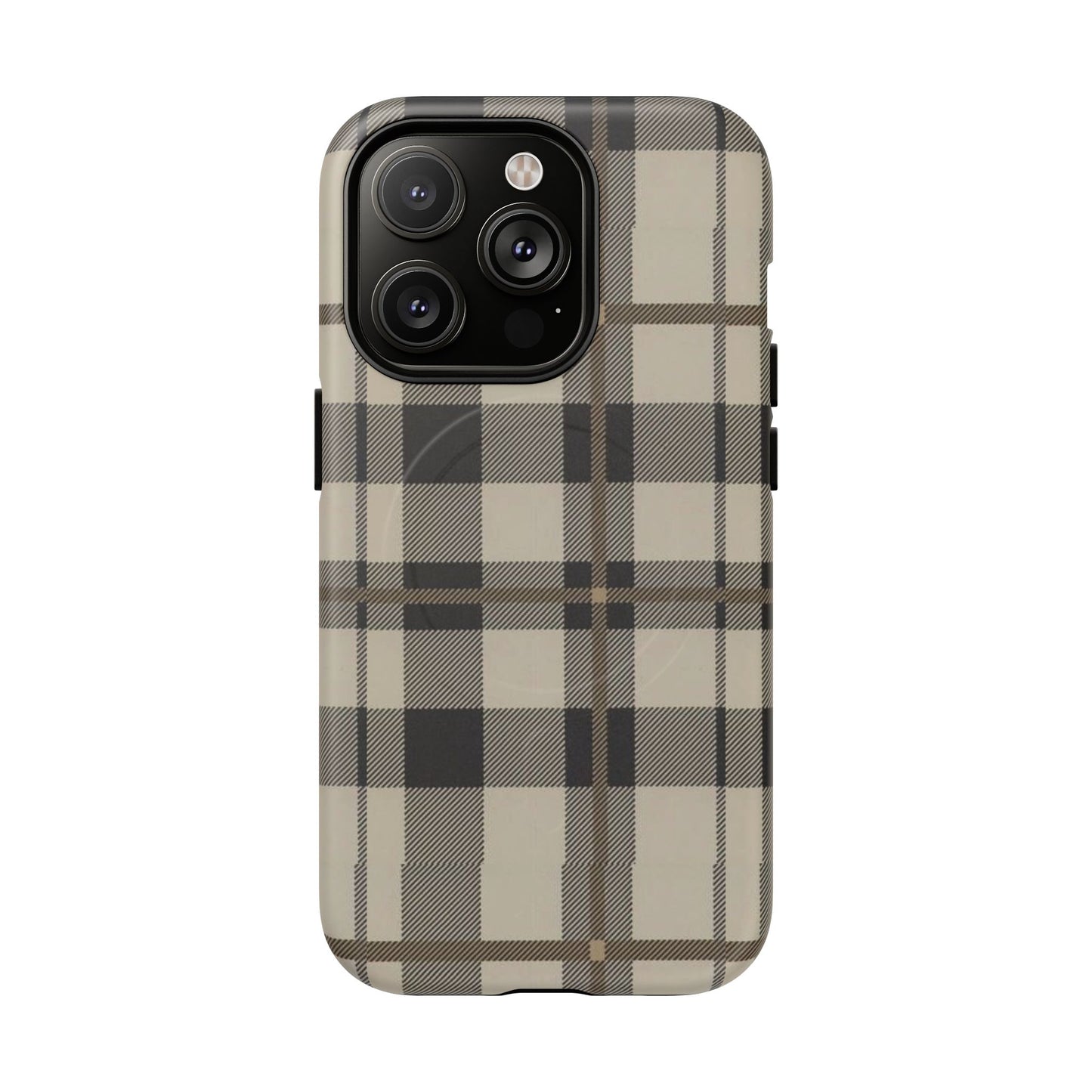 Neutral Plaid Phone Case Tough Magnetic Case | Beige Tartan Gift Idea