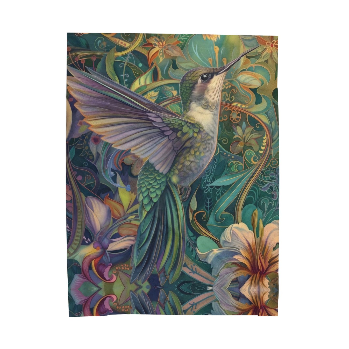 Hummingbird Velveteen Plush Thin Blanket Cozy Home Decor, Gift for Nature Bird