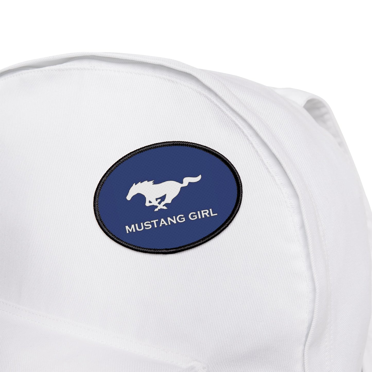 Mustang Girl Blue Iron-On Patches,  Motorsports Ford Owner Accent